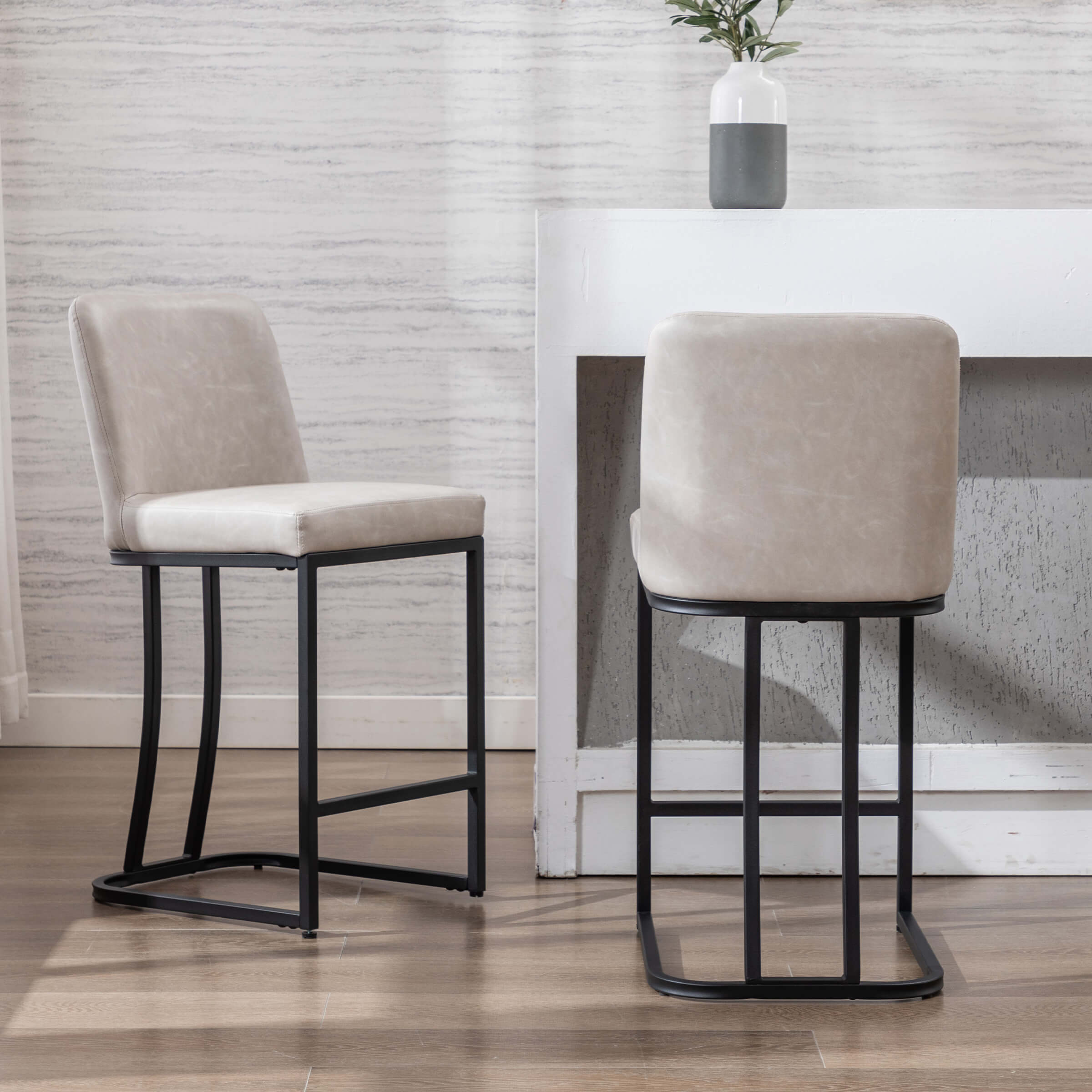 ZH4YOU 24" & 30"H Metal Legs Counter Height Bar Stools Set of 2 - 2956