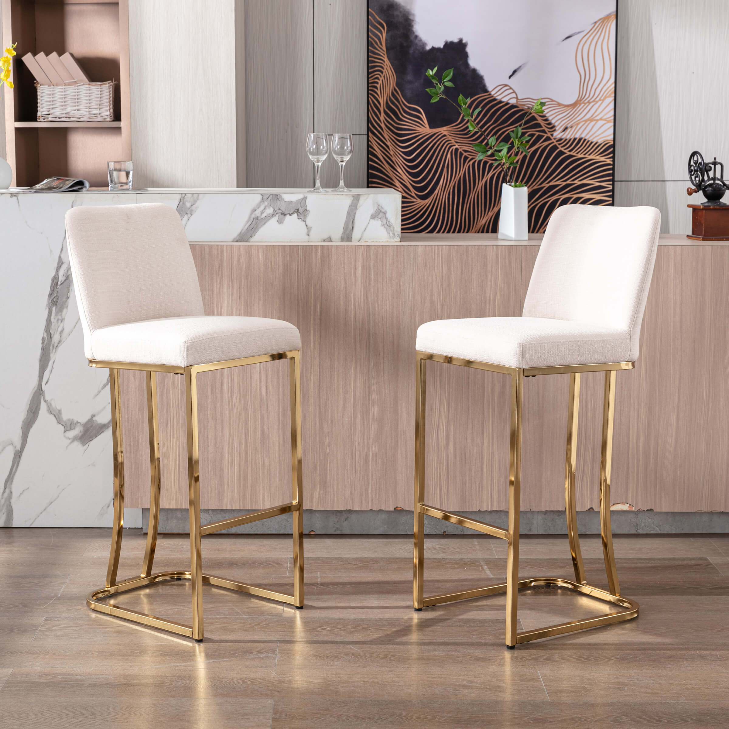 ZH4YOU 24" & 30"H Metal Legs Counter Height Bar Stools Set of 2 - 2956