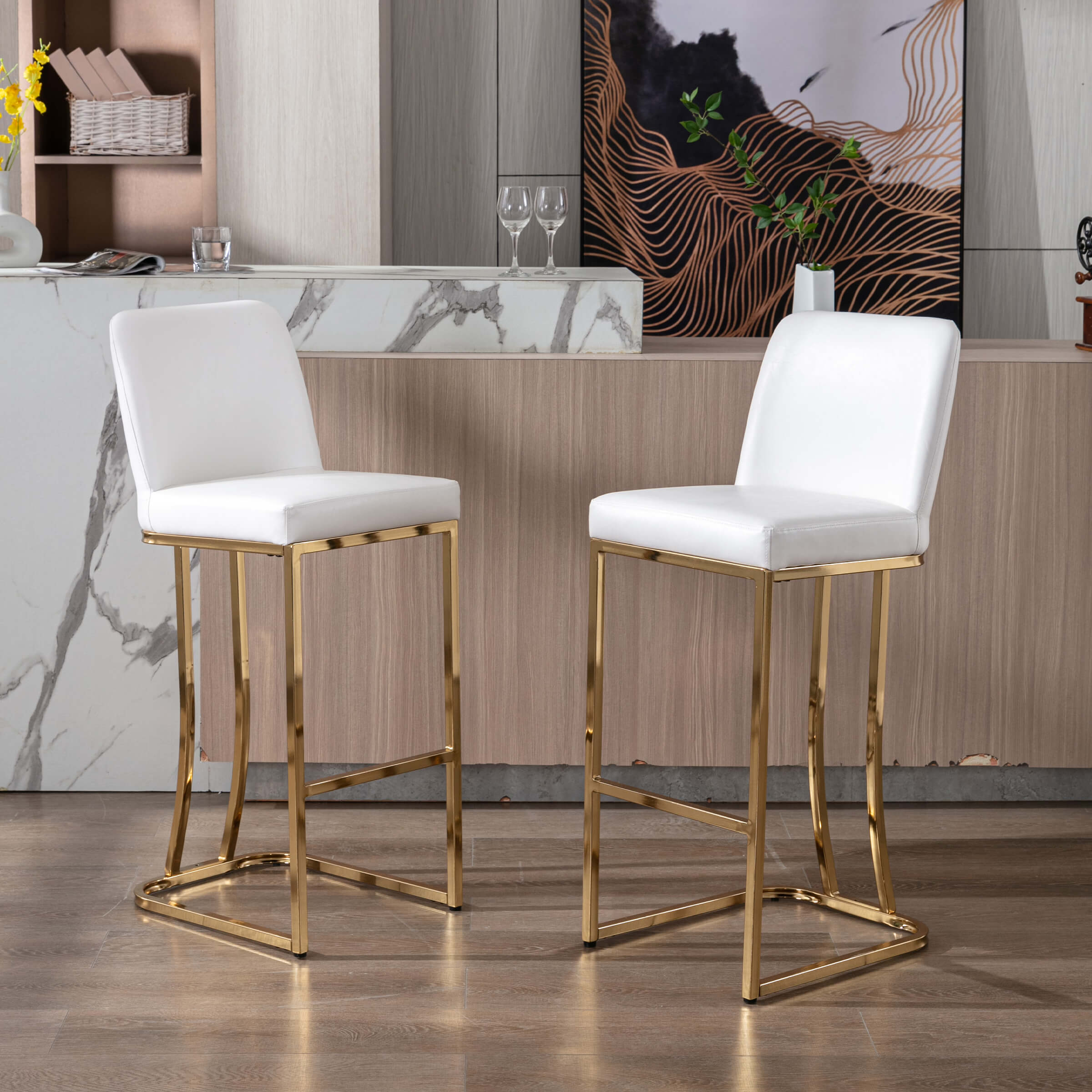 ZH4YOU 24" & 30"H Metal Legs Counter Height Bar Stools Set of 2 - 2956