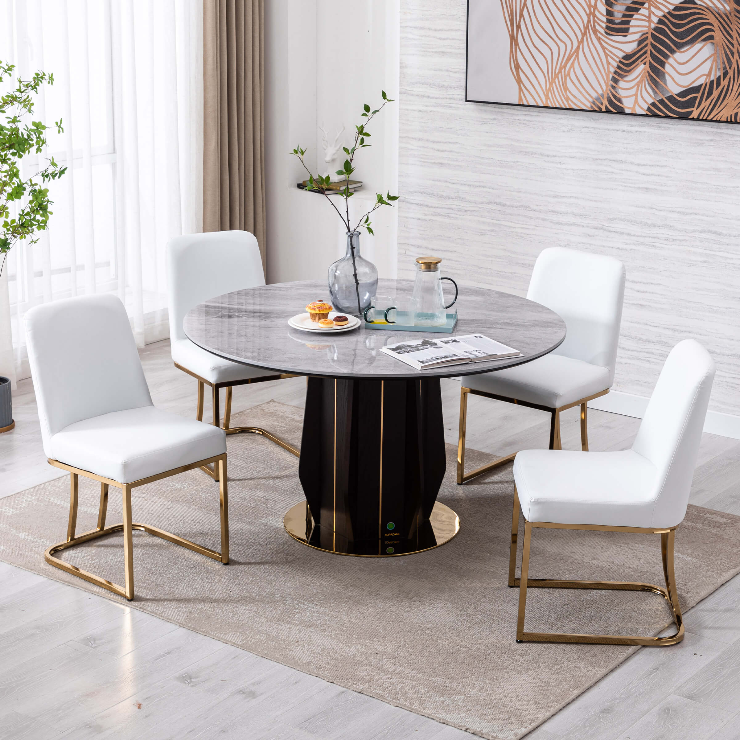 ZH4YOU Metal Legs Dining Chairs Set of 2 - 8673DC