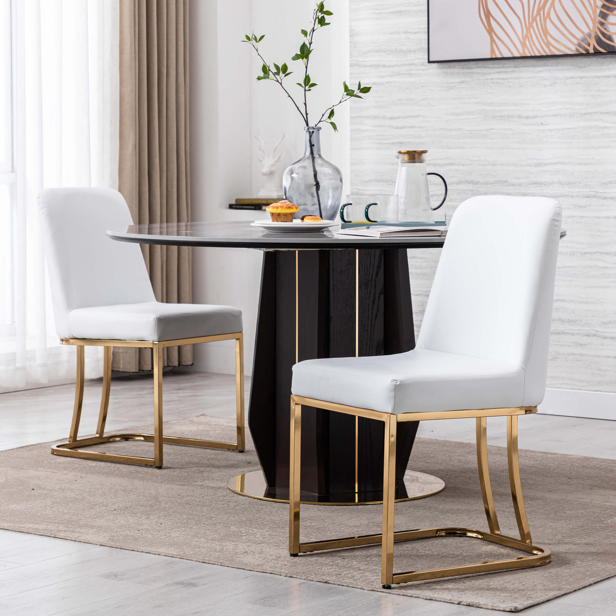 ZH4YOU Metal Legs Dining Chairs Set of 2 - 8673DC