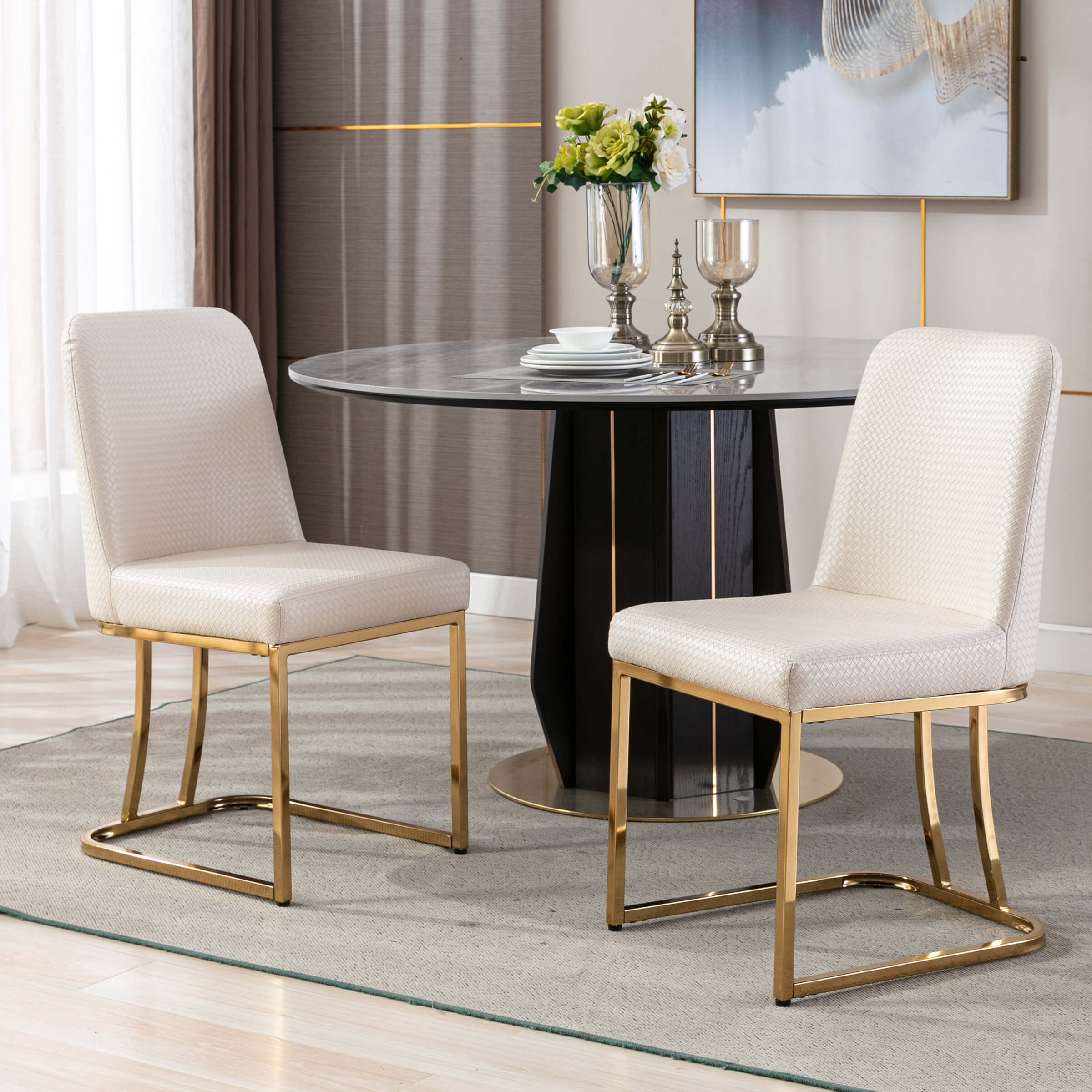 ZH4YOU Metal Legs Dining Chairs Set of 2 - 8673DC