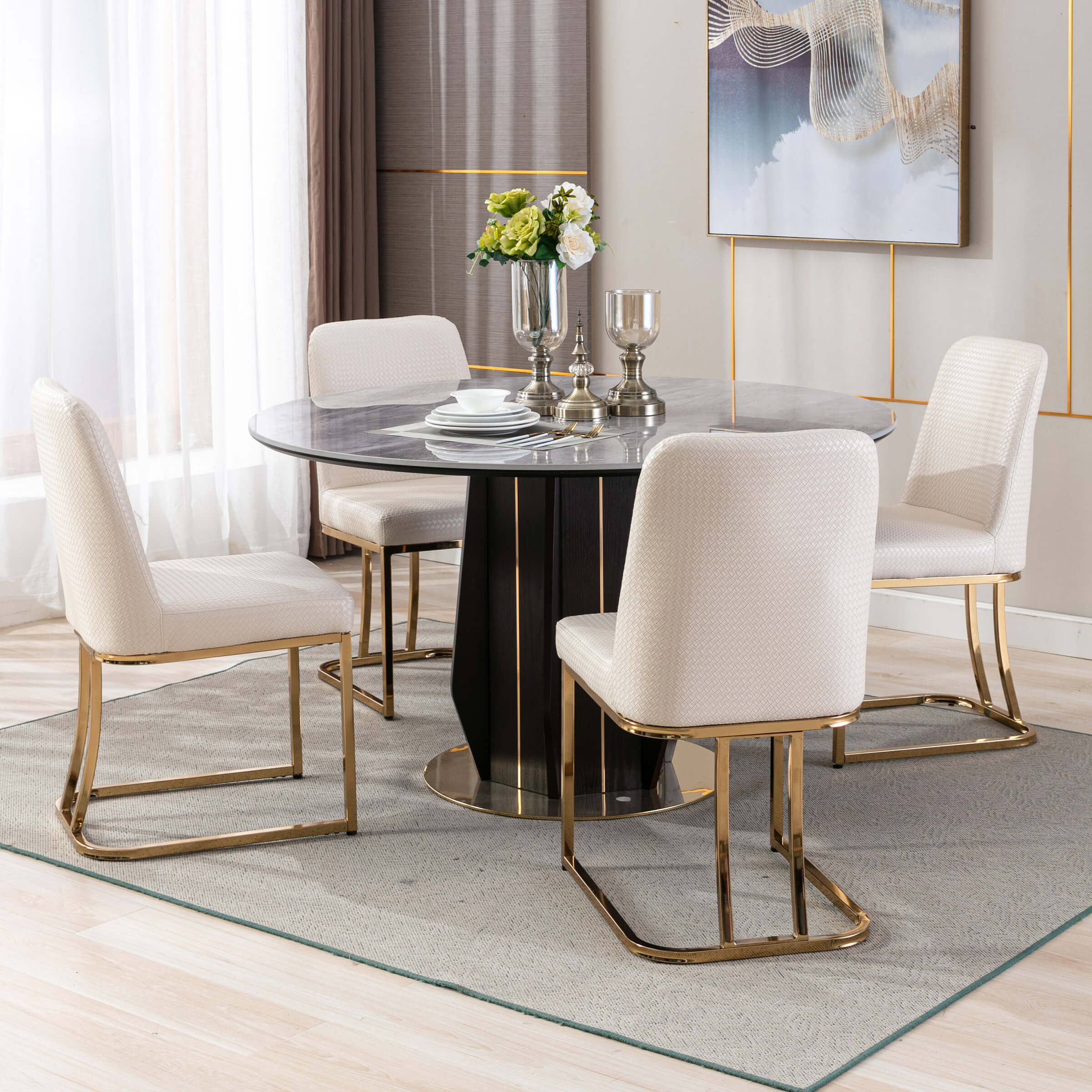 ZH4YOU Metal Legs Dining Chairs Set of 2 - 8673DC