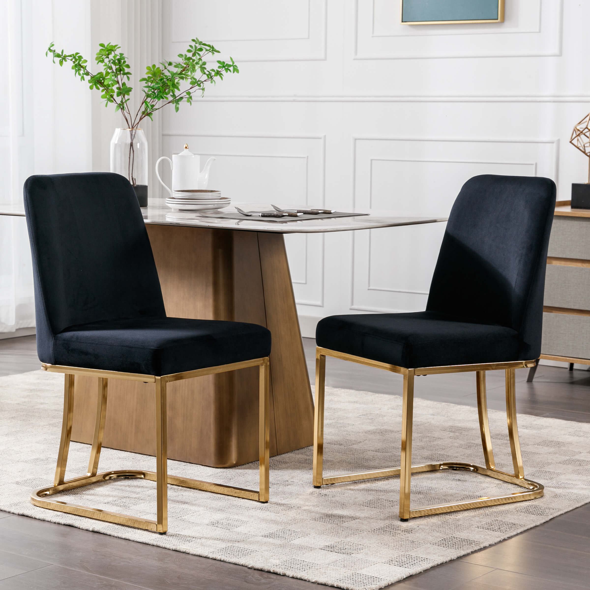 ZH4YOU Metal Legs Dining Chairs Set of 2 - 8673DC