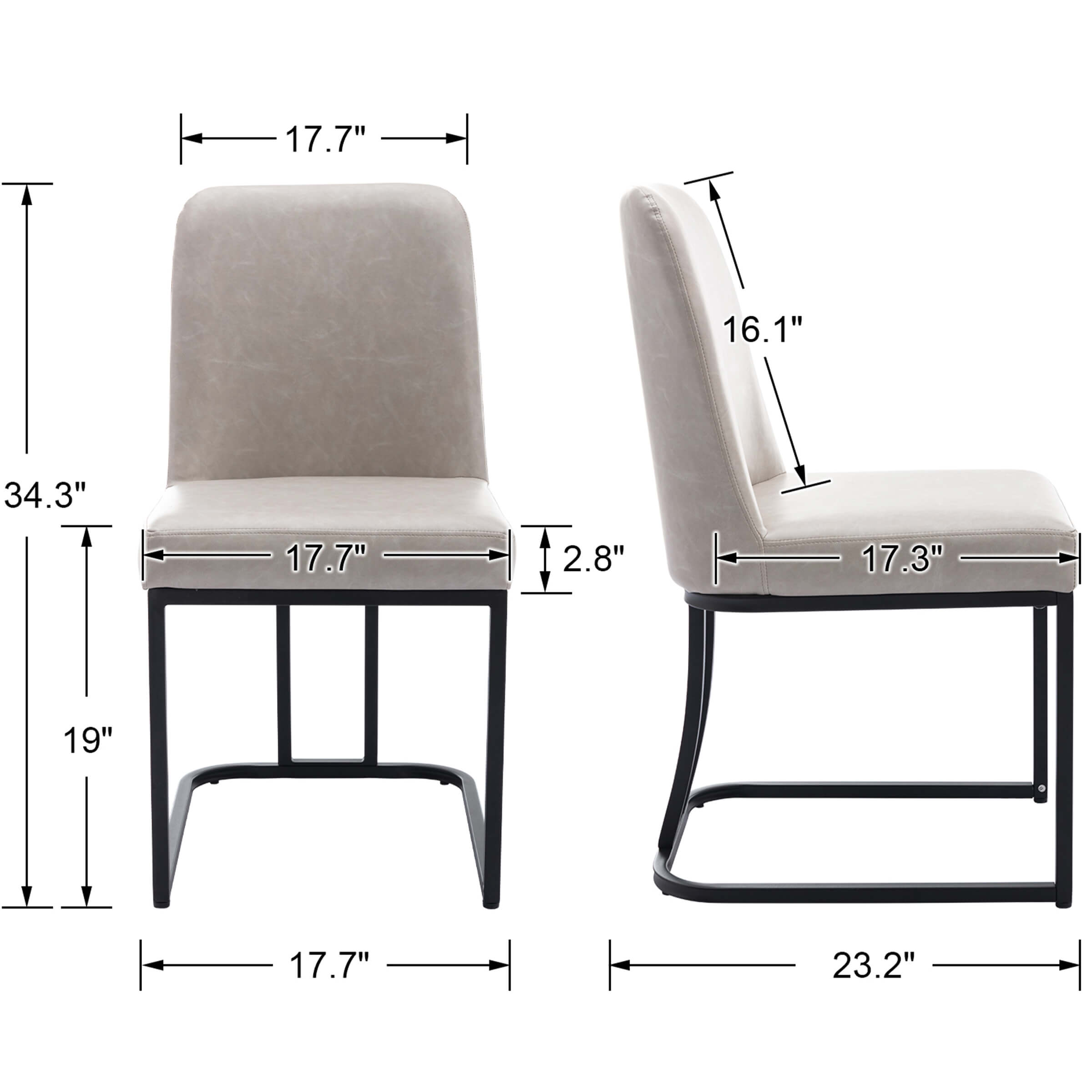 ZH4YOU Metal Legs Dining Chairs Set of 2 - 8673DC