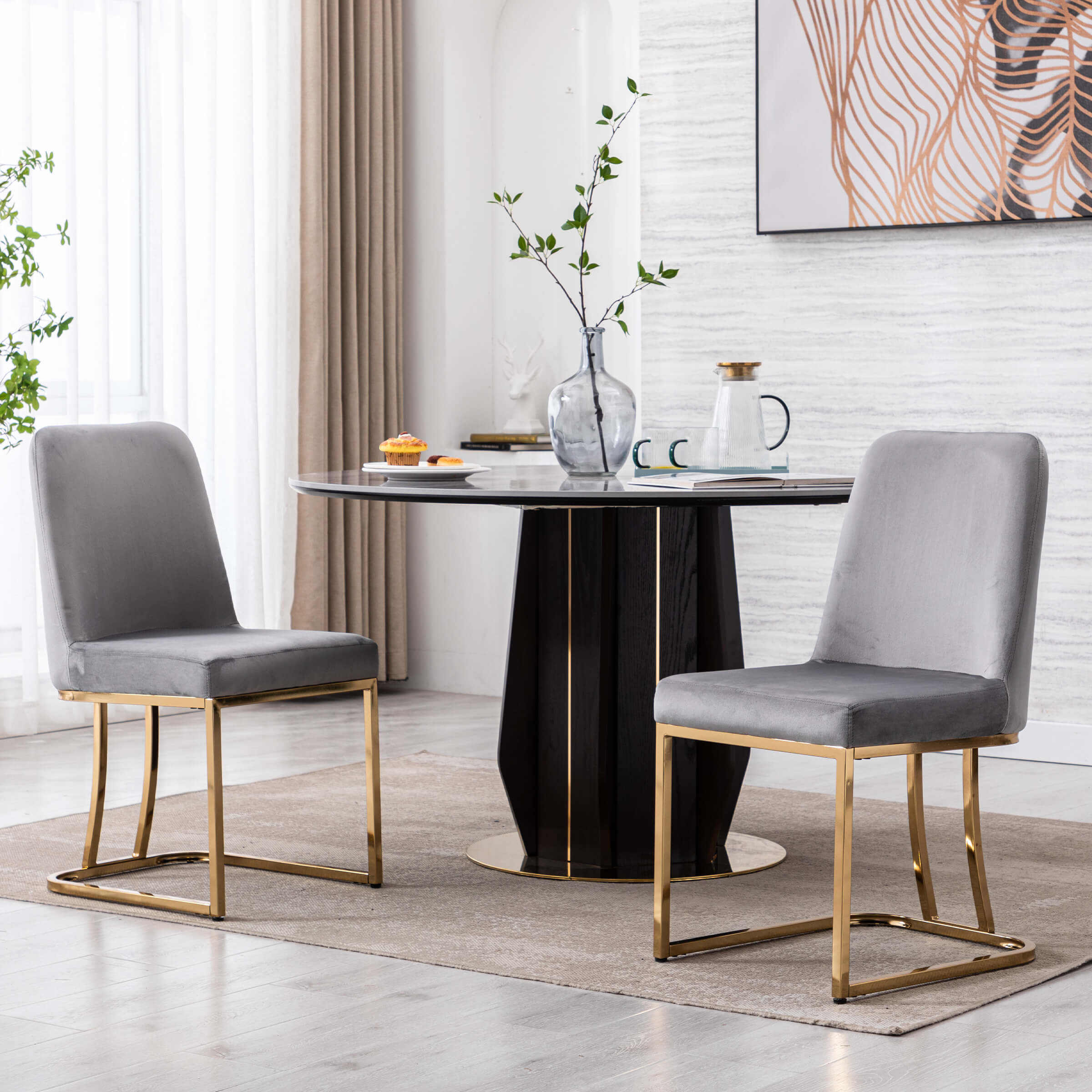 ZH4YOU Metal Legs Dining Chairs Set of 2 - 8673DC