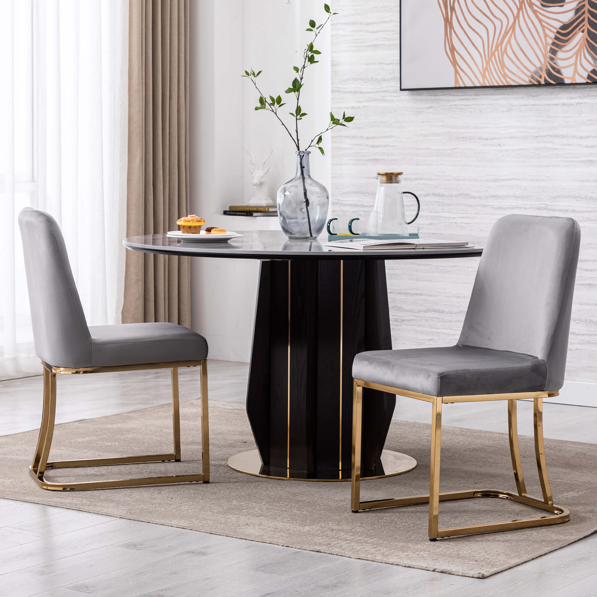 ZH4YOU Metal Legs Dining Chairs Set of 2 - 8673DC