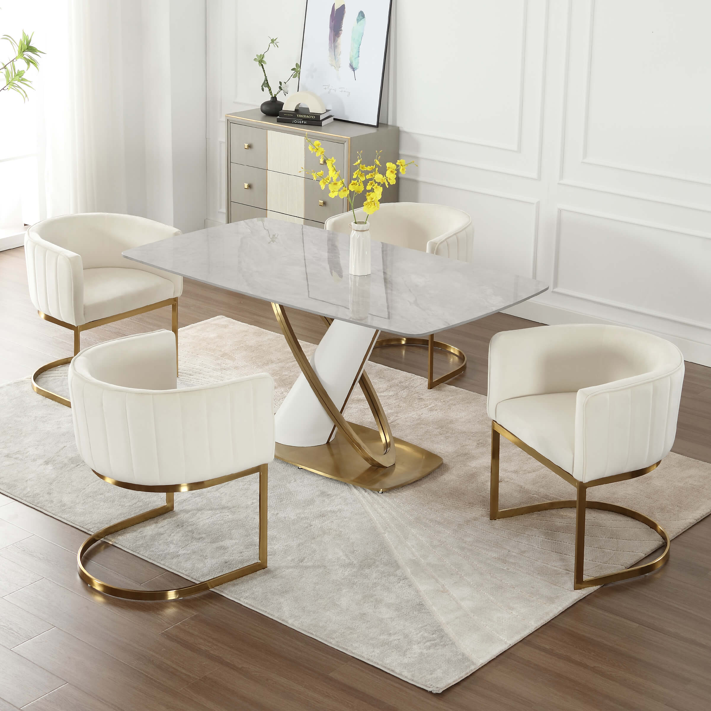 ZH4YOU Upholstered Barrel Dining Chairs Set of 2 - 7067DC