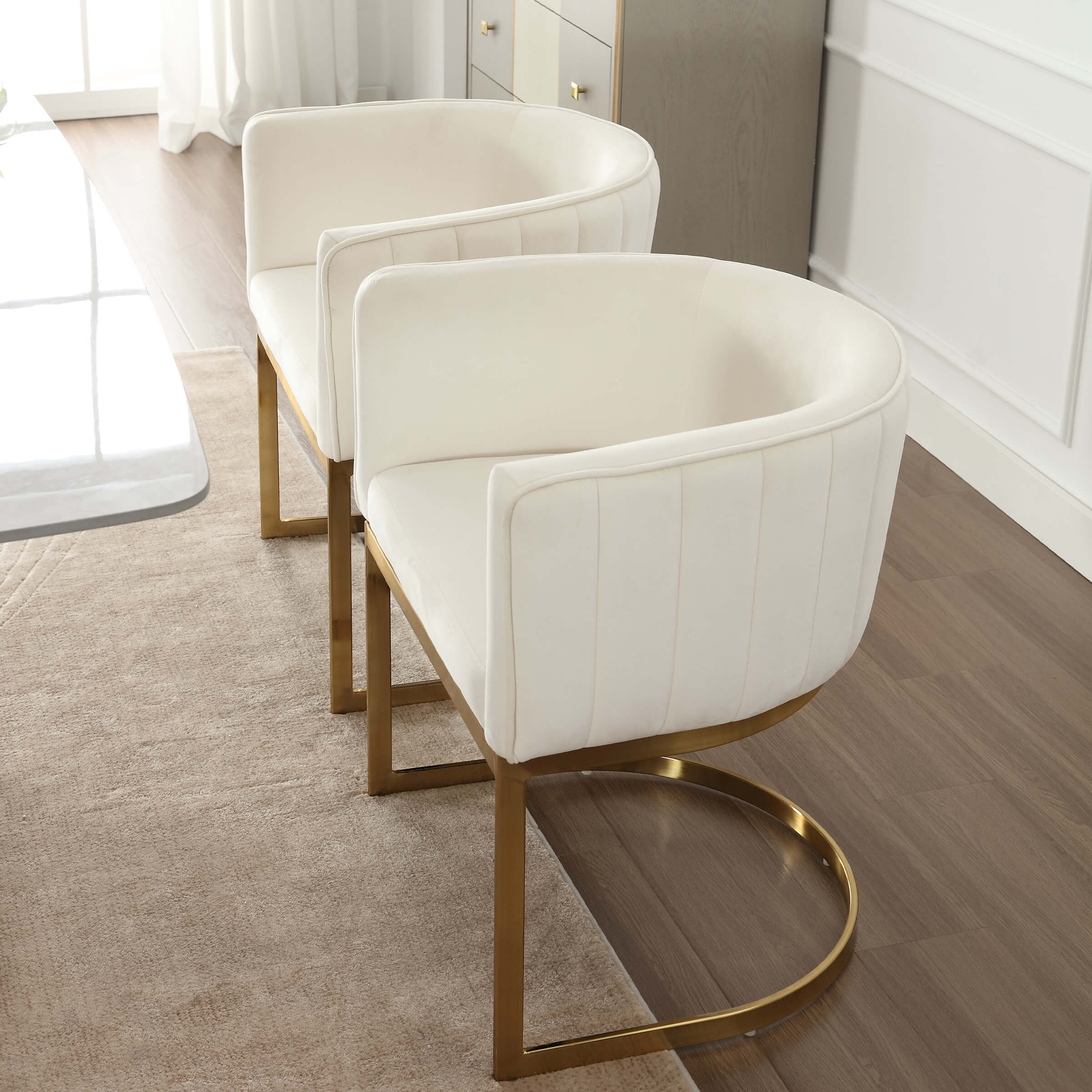 ZH4YOU Upholstered Barrel Dining Chairs Set of 2 - 7067DC