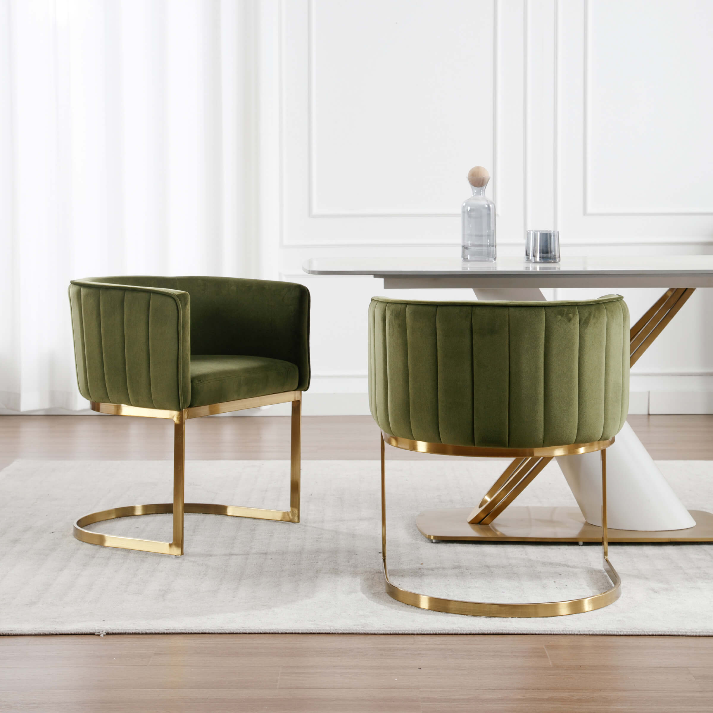 ZH4YOU Upholstered Barrel Dining Chairs Set of 2 - 7067DC