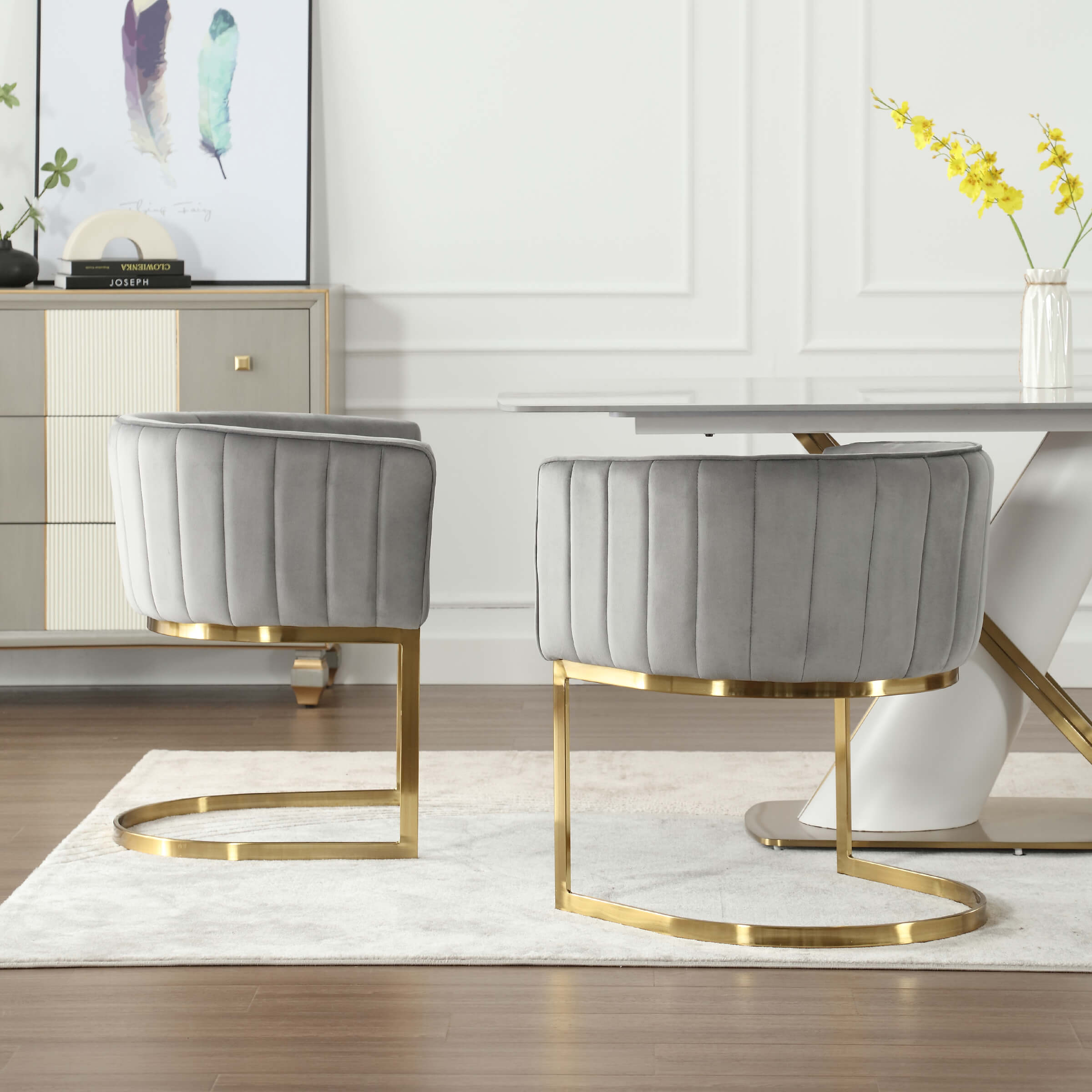 ZH4YOU Upholstered Barrel Dining Chairs Set of 2 - 7067DC