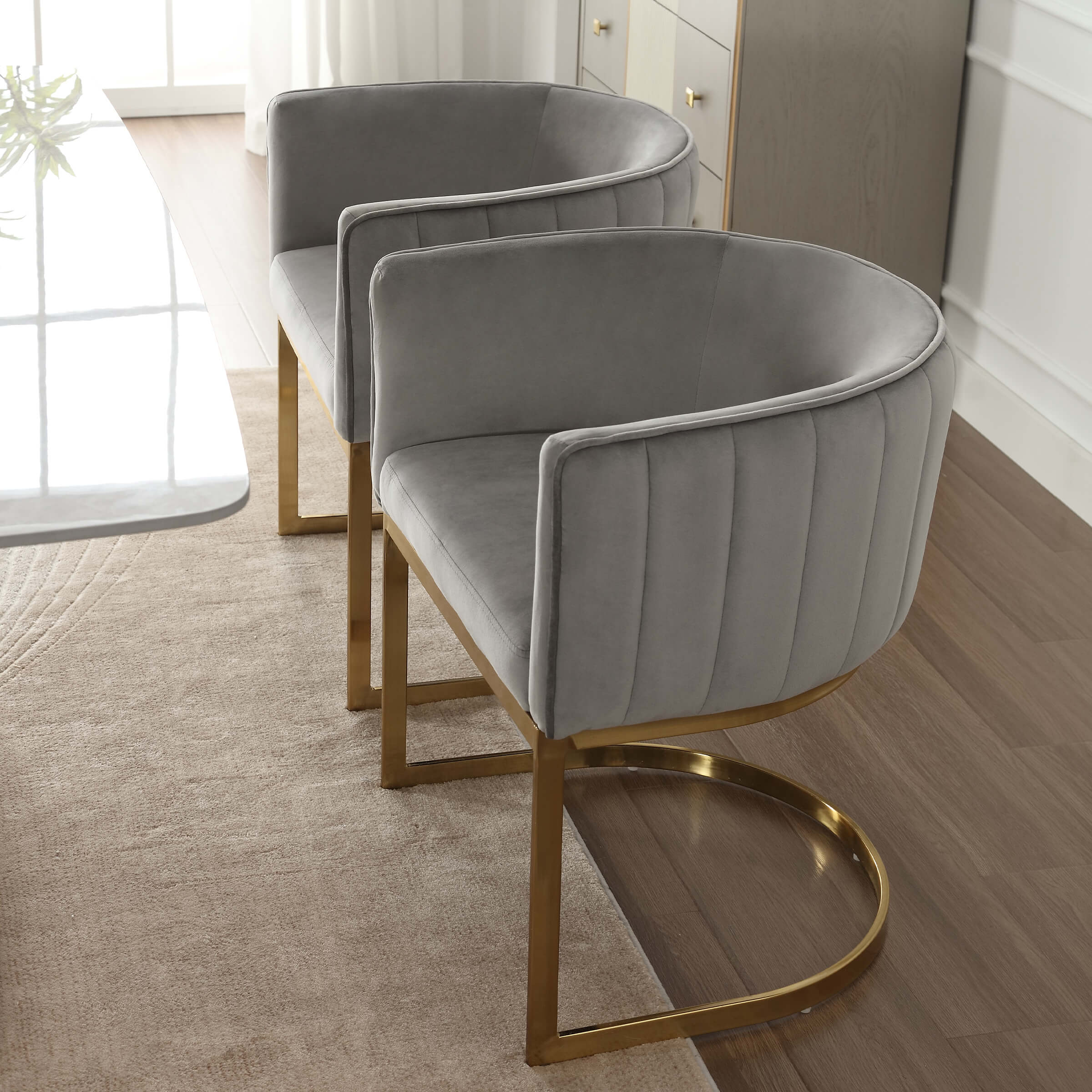 ZH4YOU Upholstered Barrel Dining Chairs Set of 2 - 7067DC