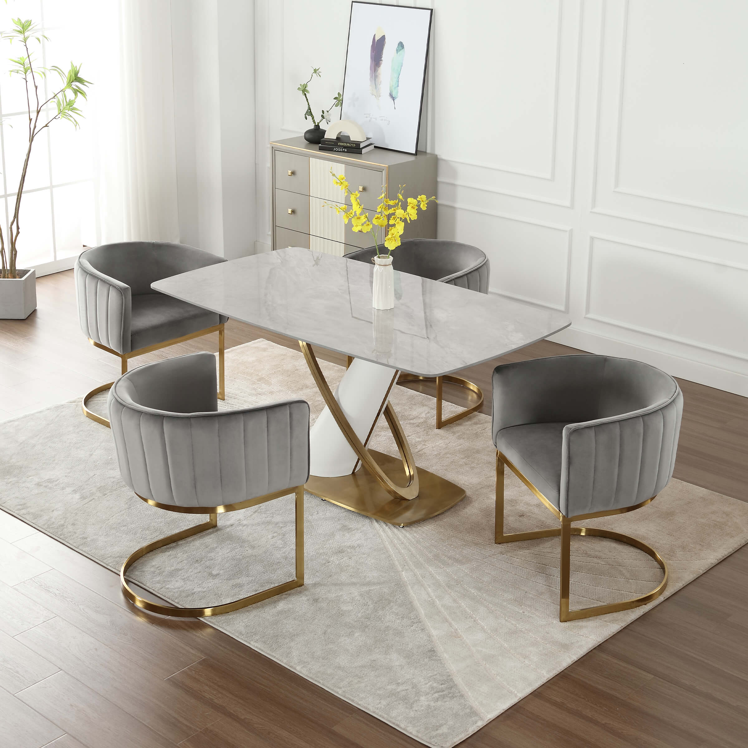 ZH4YOU Upholstered Barrel Dining Chairs Set of 2 - 7067DC