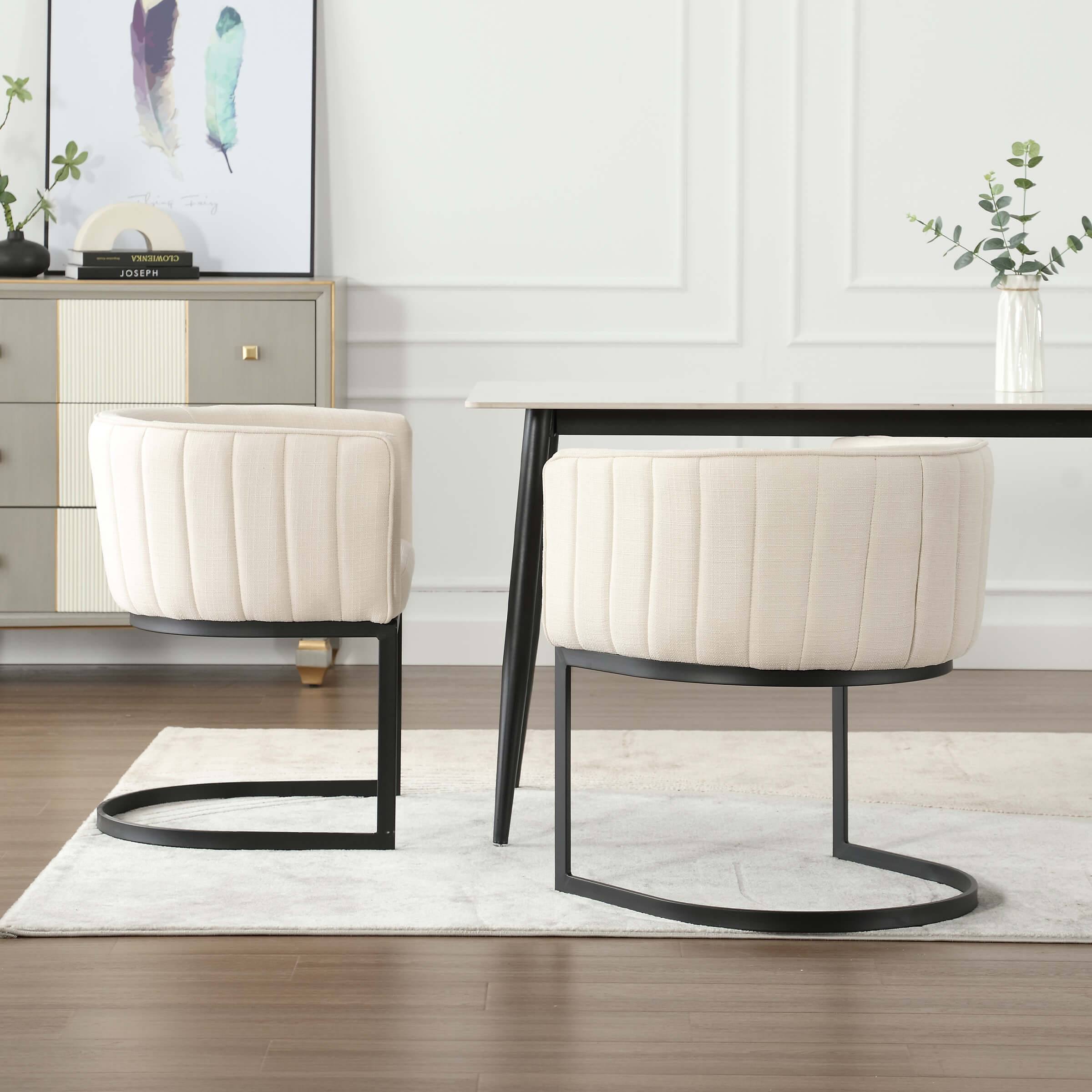 ZH4YOU Upholstered Barrel Dining Chairs Set of 2 - 7067DC