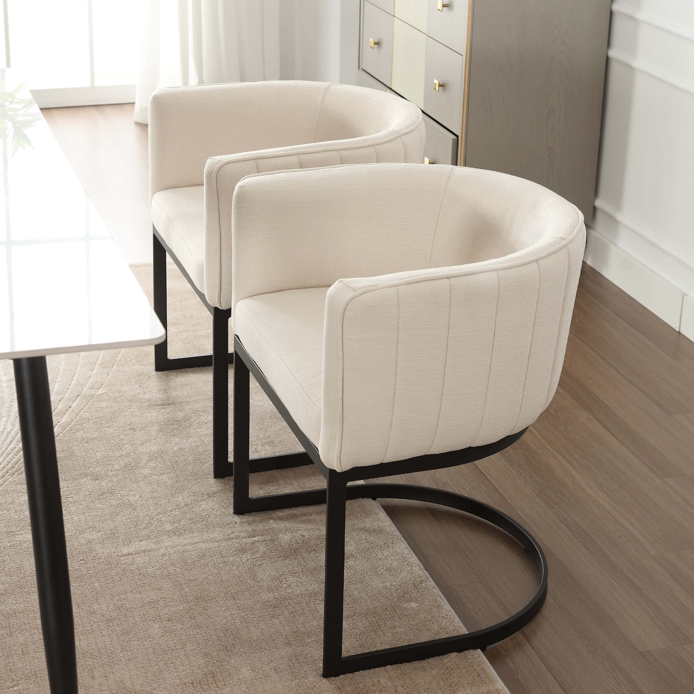 ZH4YOU Upholstered Barrel Dining Chairs Set of 2 - 7067DC