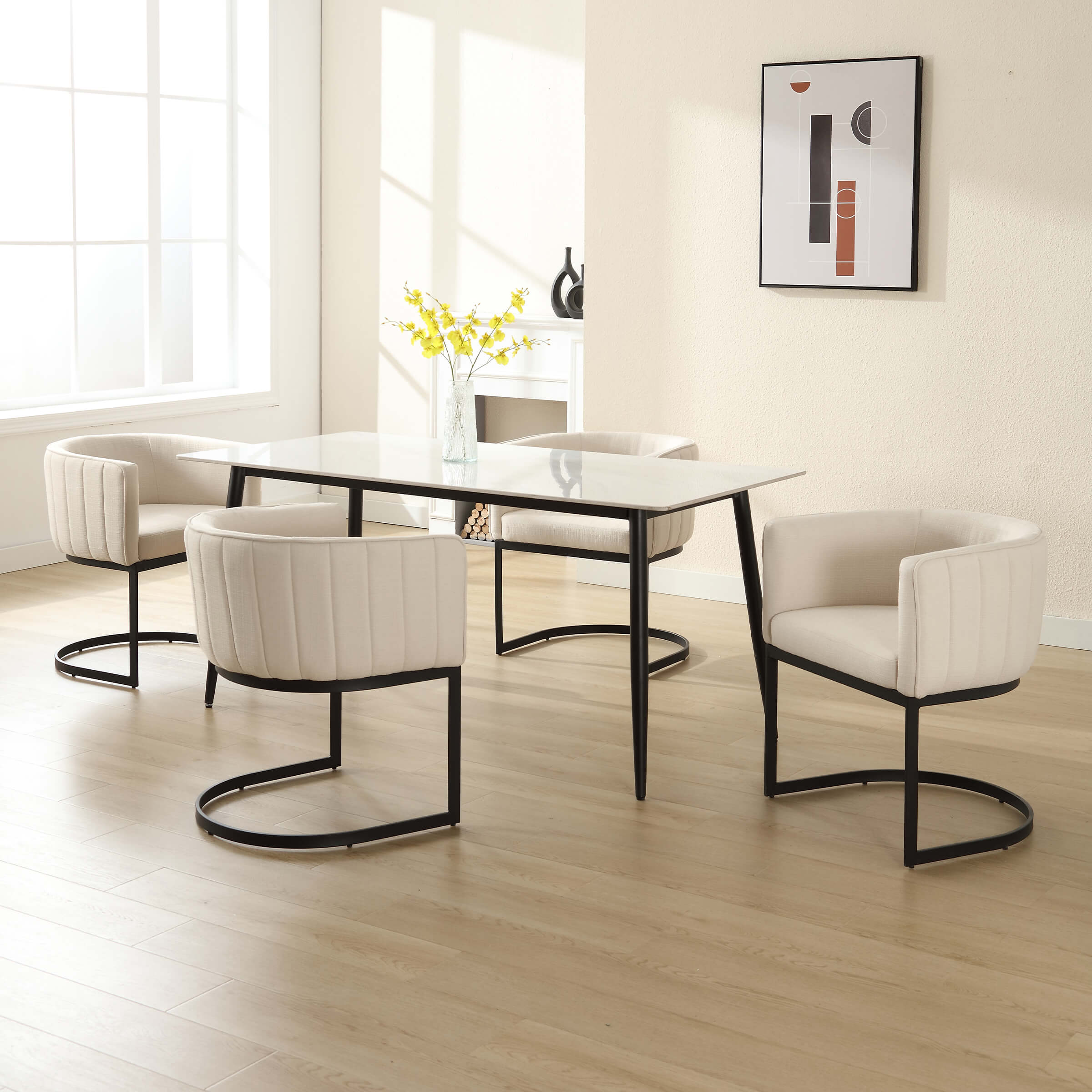 ZH4YOU Upholstered Barrel Dining Chairs Set of 2 - 7067DC