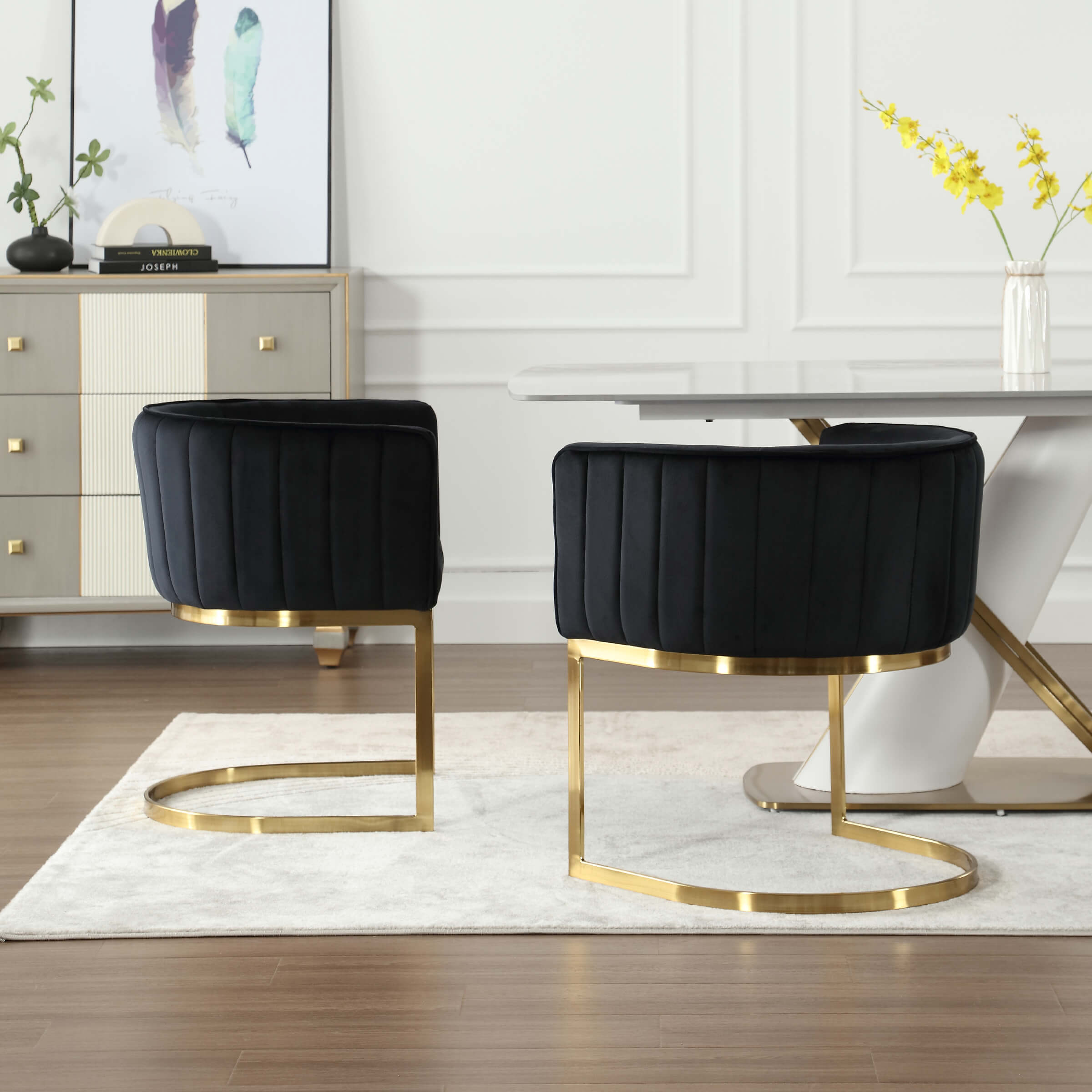 ZH4YOU Upholstered Barrel Dining Chairs Set of 2 - 7067DC