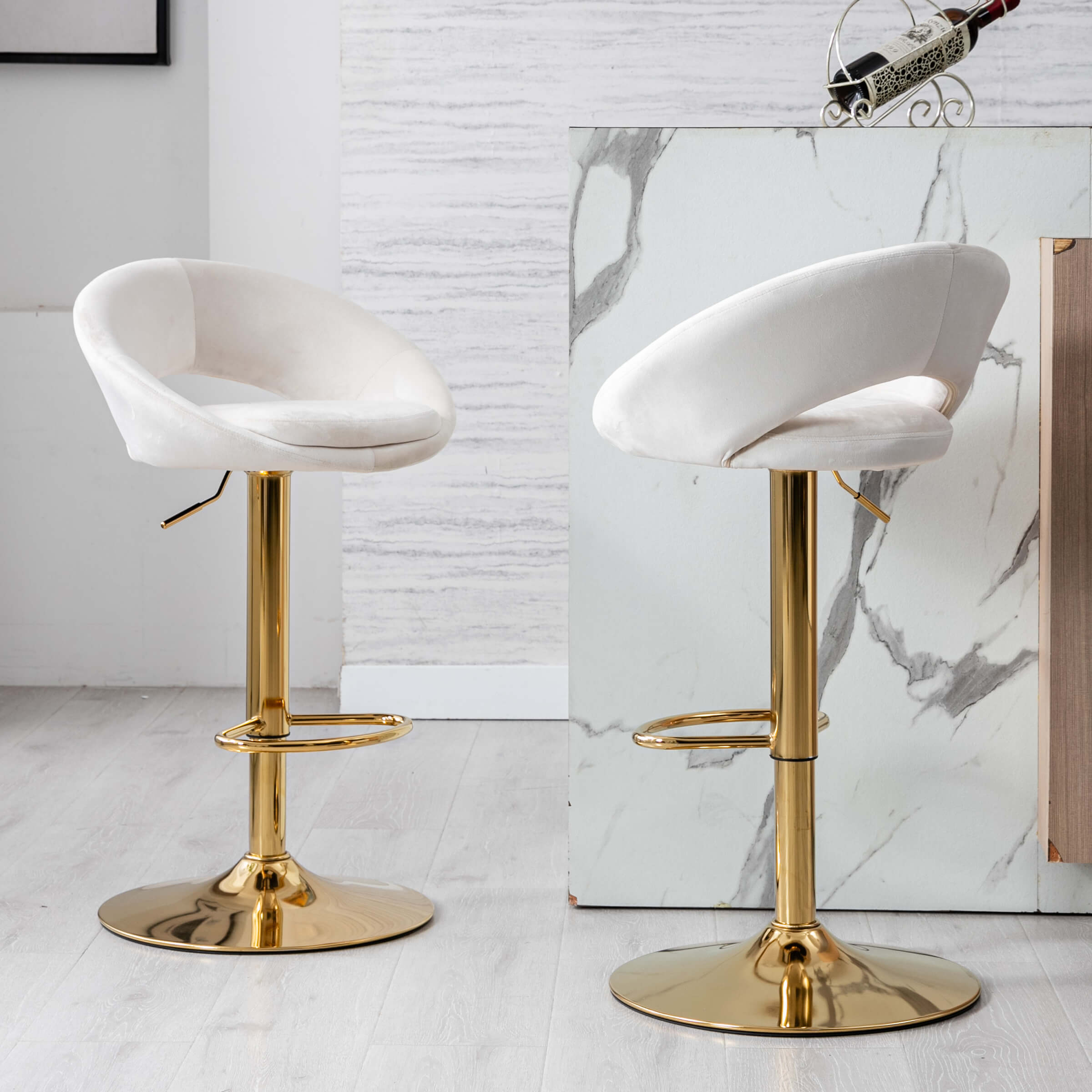 ZH4YOU Modern Swivel Adjustable Velvet Bartools Set of 2 - 17150AB