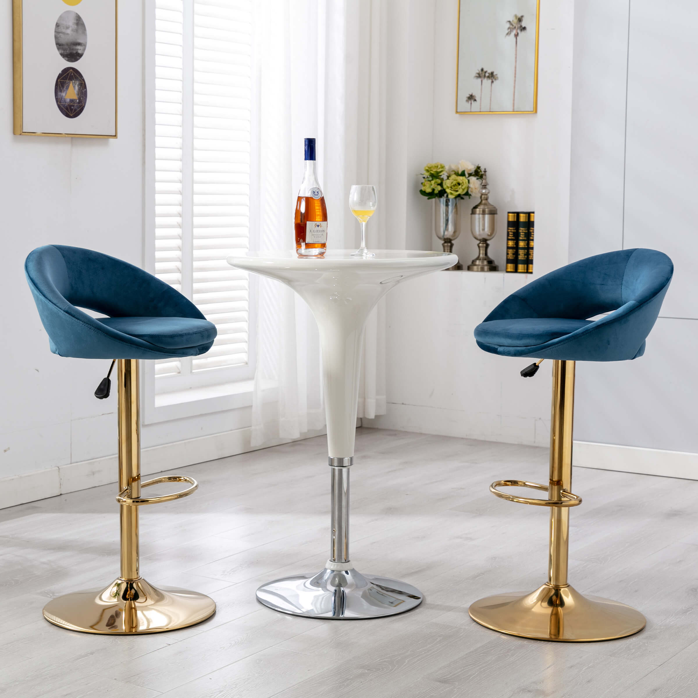 ZH4YOU Modern Swivel Adjustable Velvet Bartools Set of 2 - 17150AB