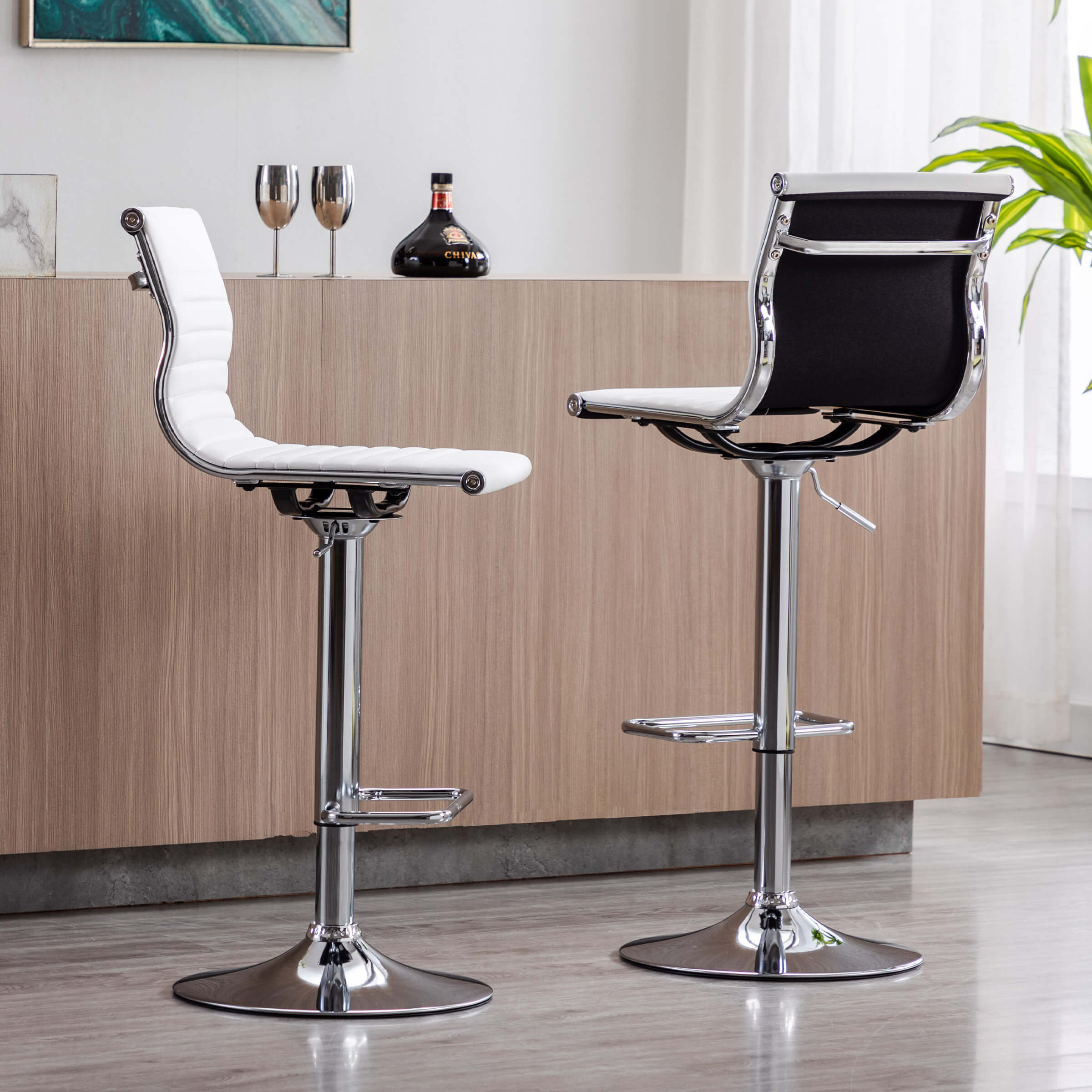 ZH4YOU Swivel Adjustable Height Bar Stools Set of 2 - X417AB