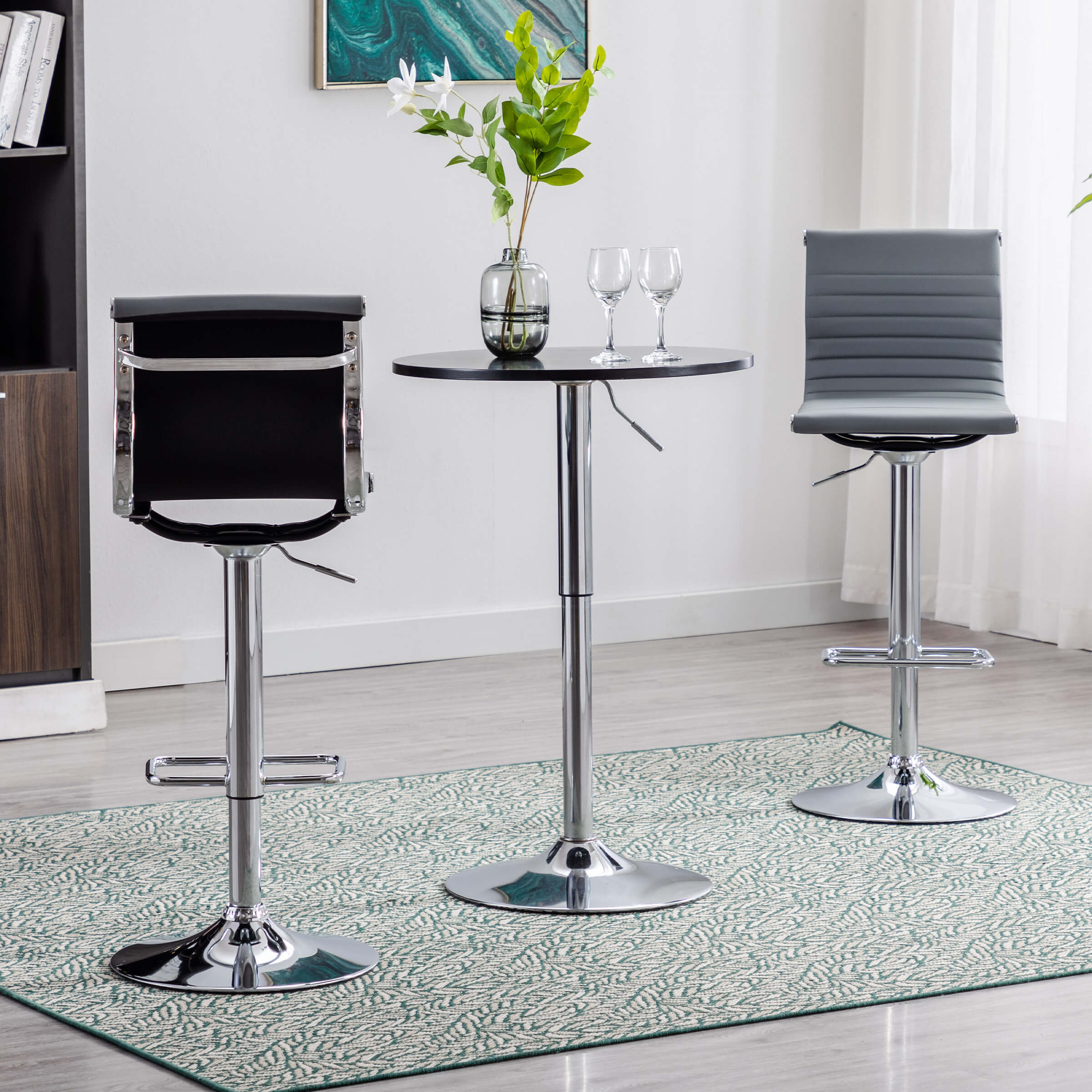 ZH4YOU Swivel Adjustable Height Bar Stools Set of 2 - X417AB