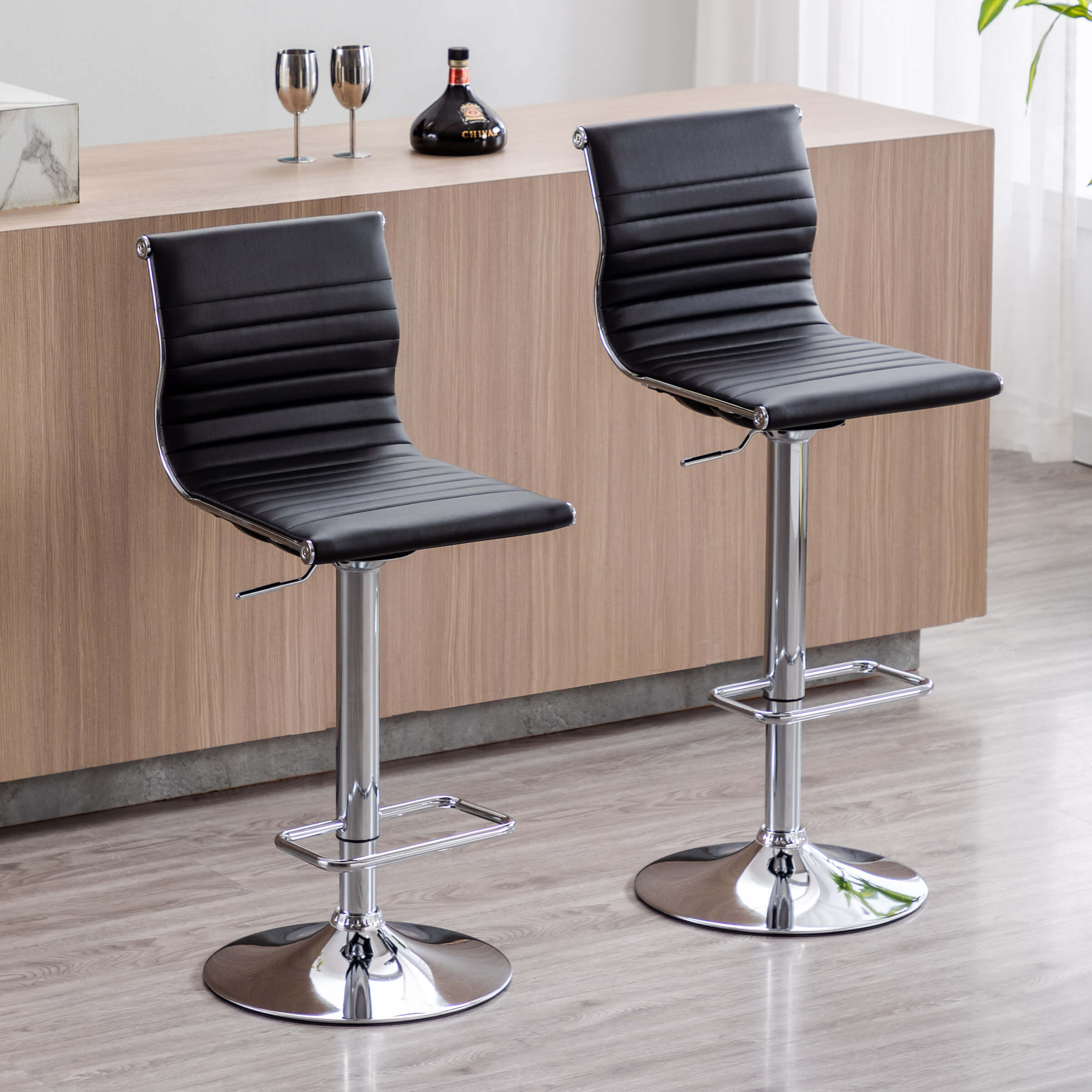 ZH4YOU Swivel Adjustable Height Bar Stools Set of 2 - X417AB