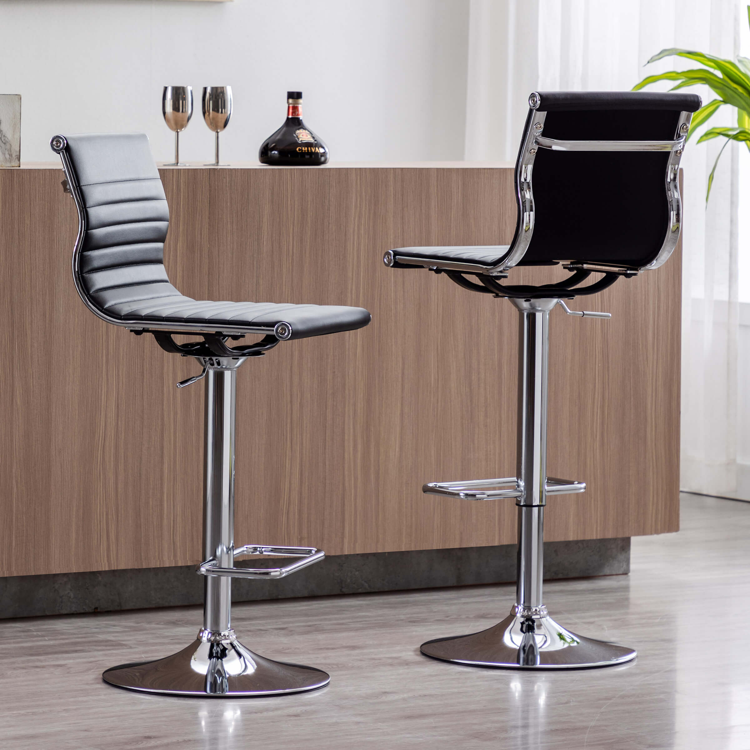 ZH4YOU Swivel Adjustable Height Bar Stools Set of 2 - X417AB