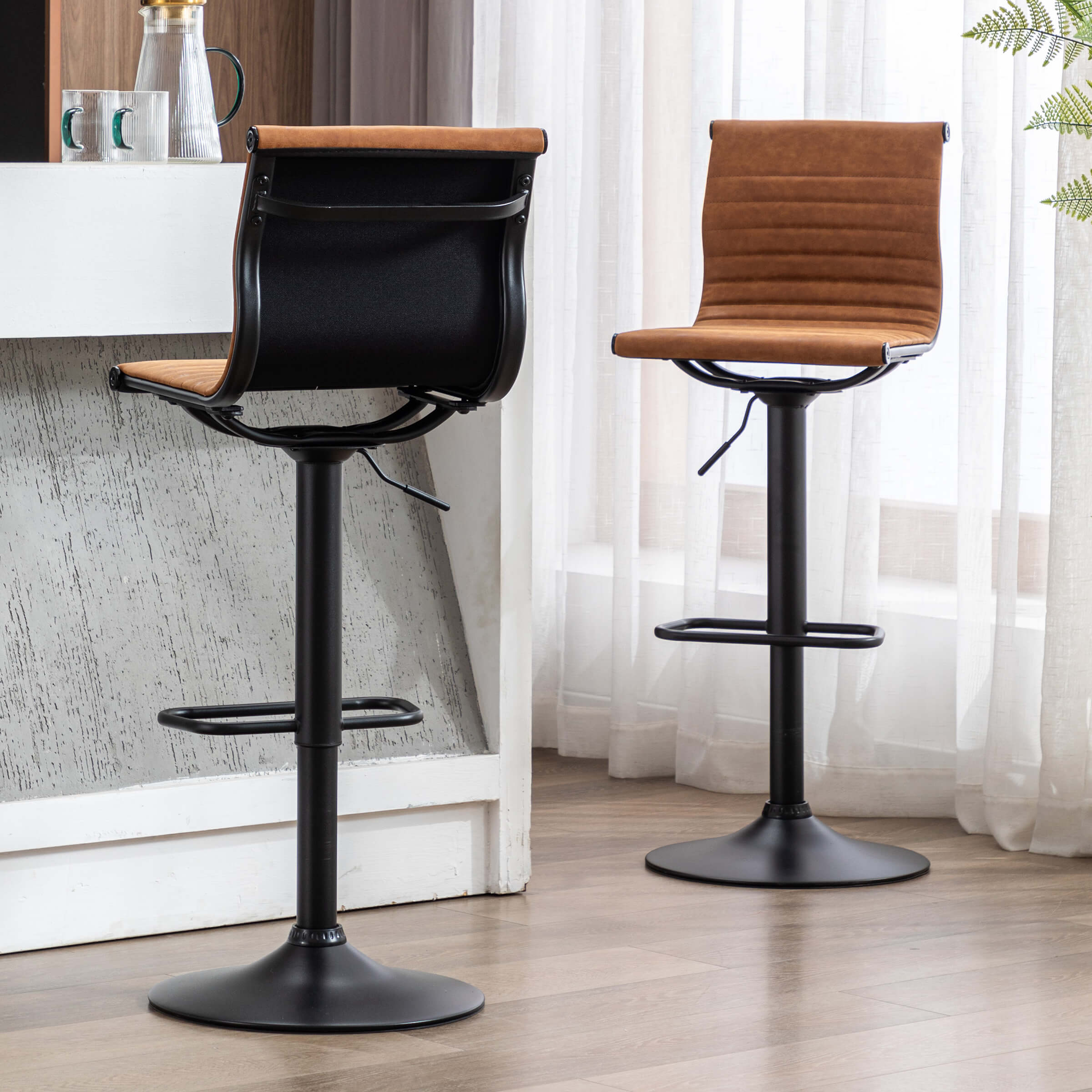 ZH4YOU Swivel Adjustable Height Bar Stools Set of 2 - X417AB