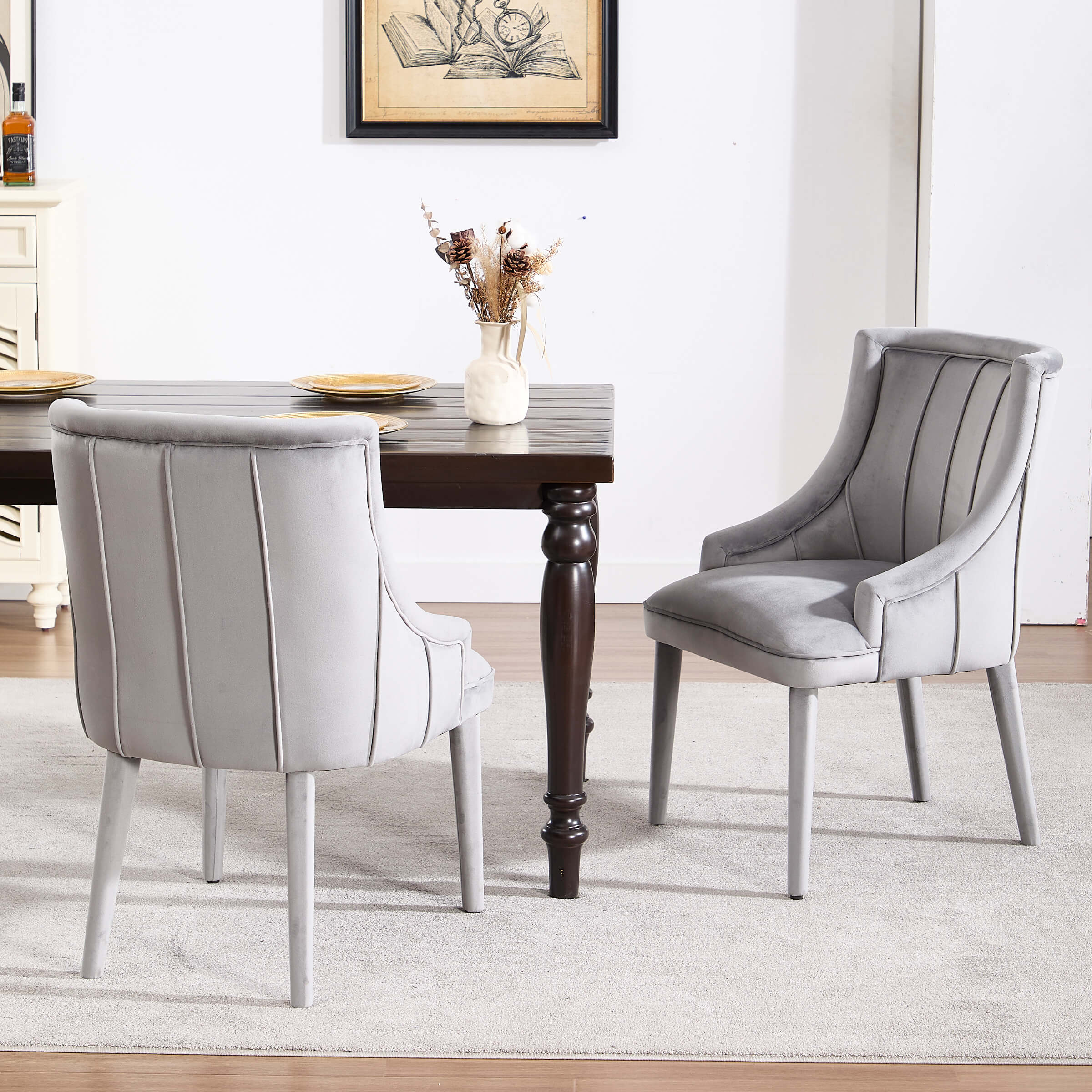 ZH4YOU Tufted Velvet Dining Room Chairs Set of 2 - 10060DC