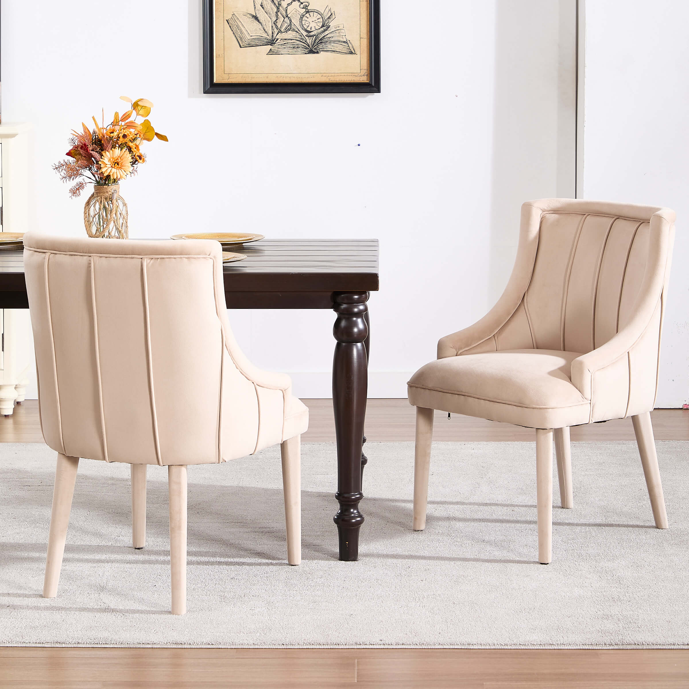 ZH4YOU Tufted Velvet Dining Room Chairs Set of 2 - 10060DC