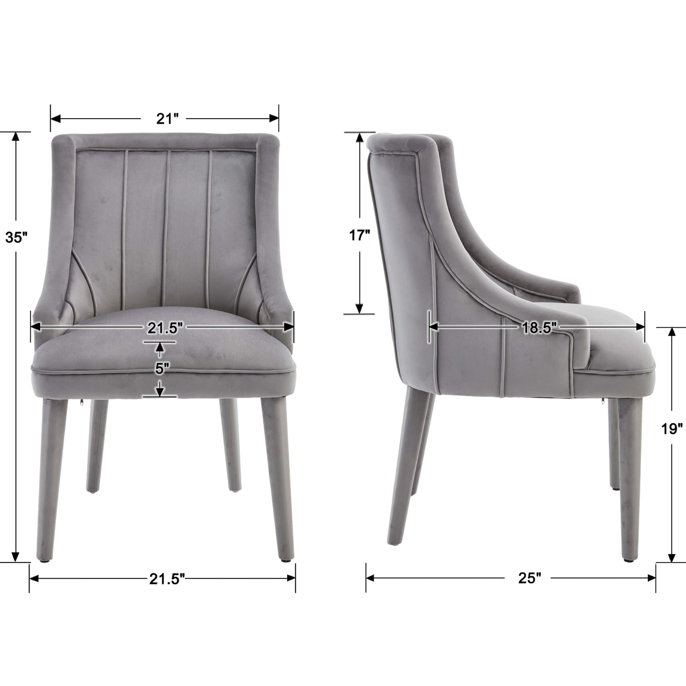 ZH4YOU Tufted Velvet Dining Room Chairs Set of 2 - 10060DC