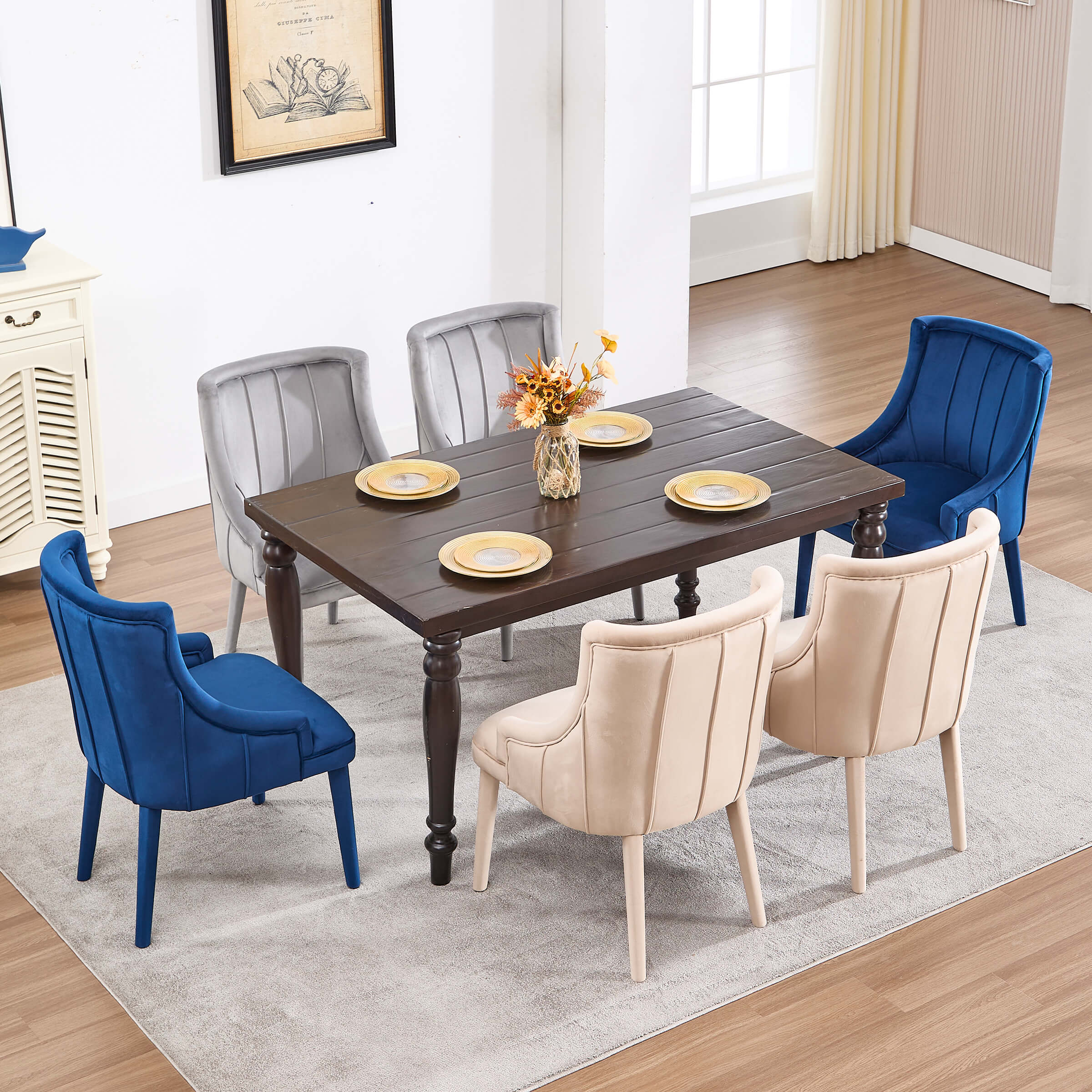 ZH4YOU Tufted Velvet Dining Room Chairs Set of 2 - 10060DC