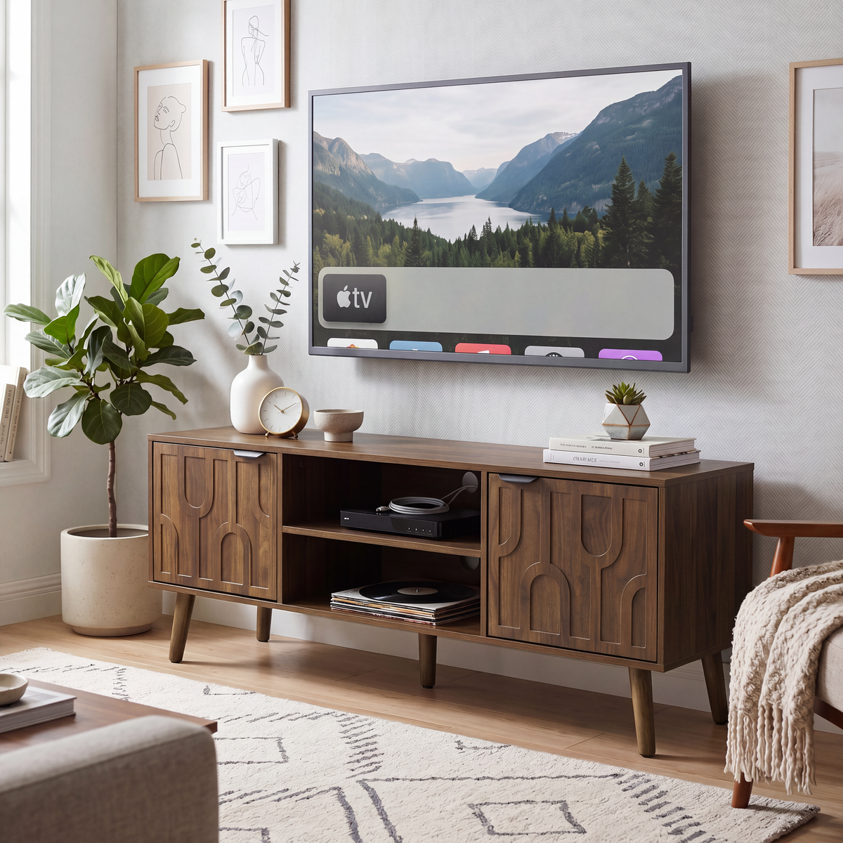 47" Mid-Century Modern TV Stand with Storage