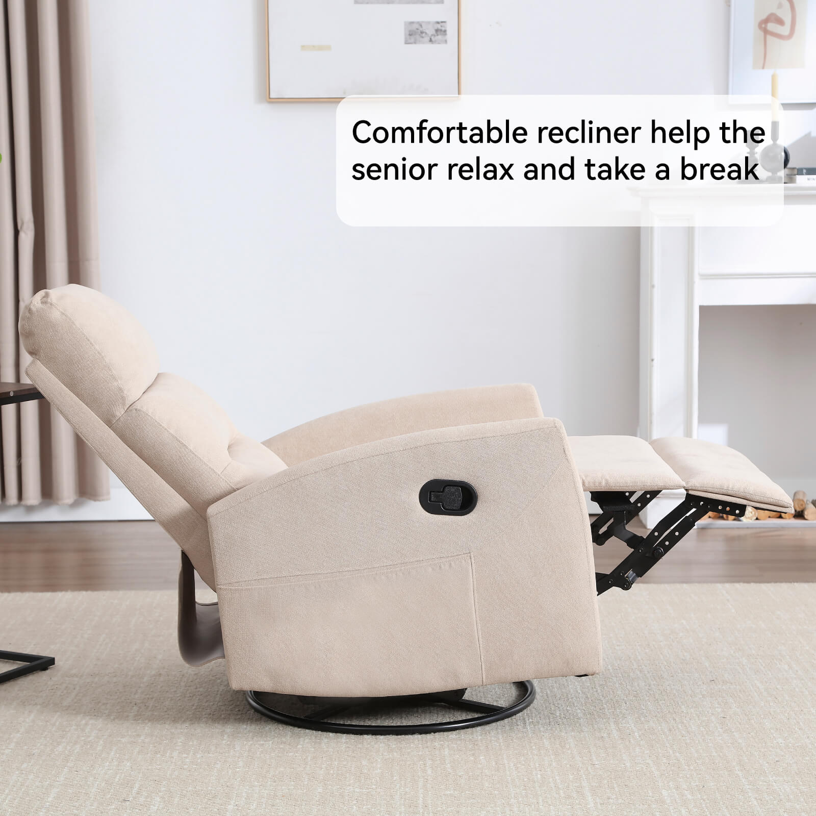 Modern Polyester Fabric Manual 360 Swivel Rocker Recliner Chair