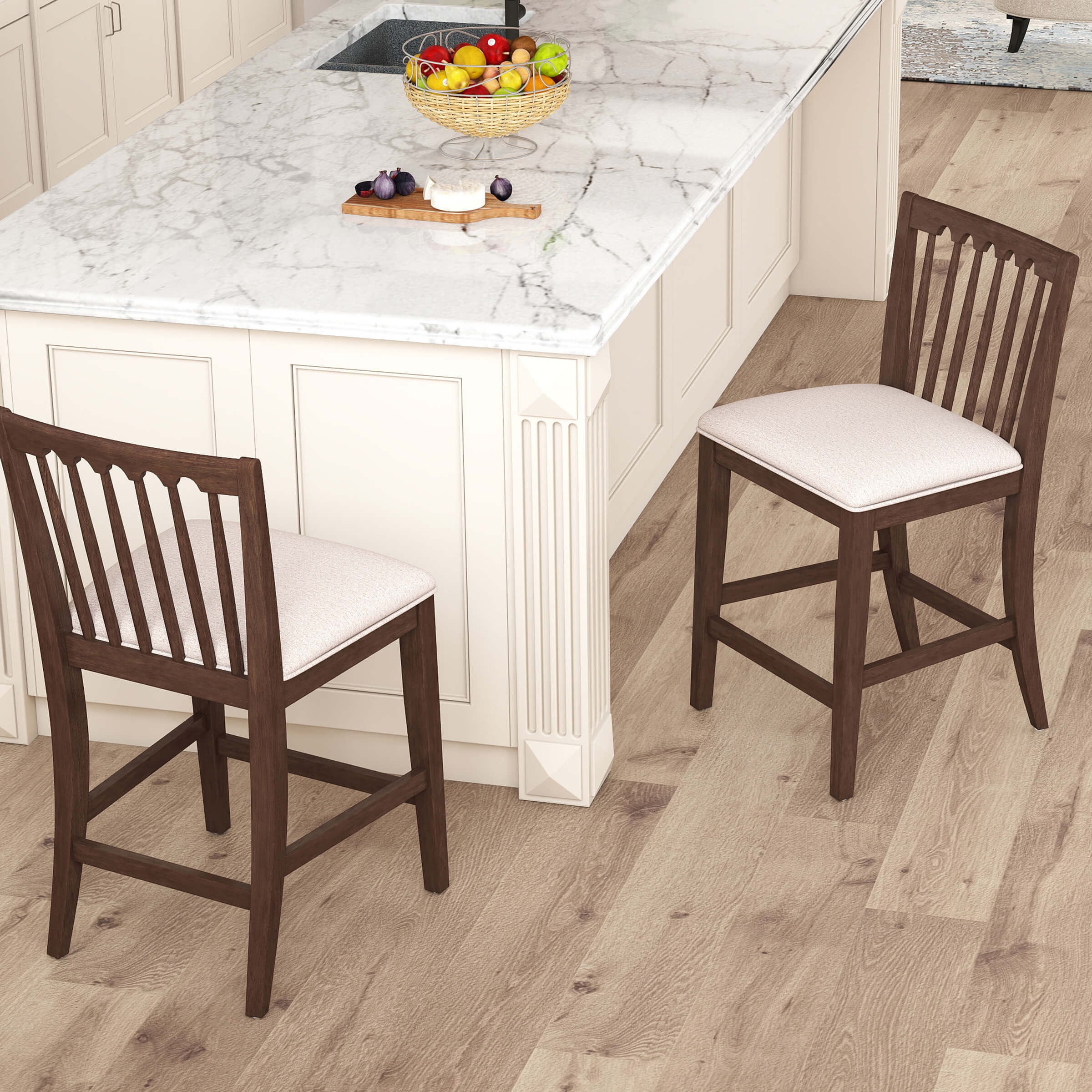 KMAX Farmhouse Counter Height Bar Stools Set of 2 - 00241CS