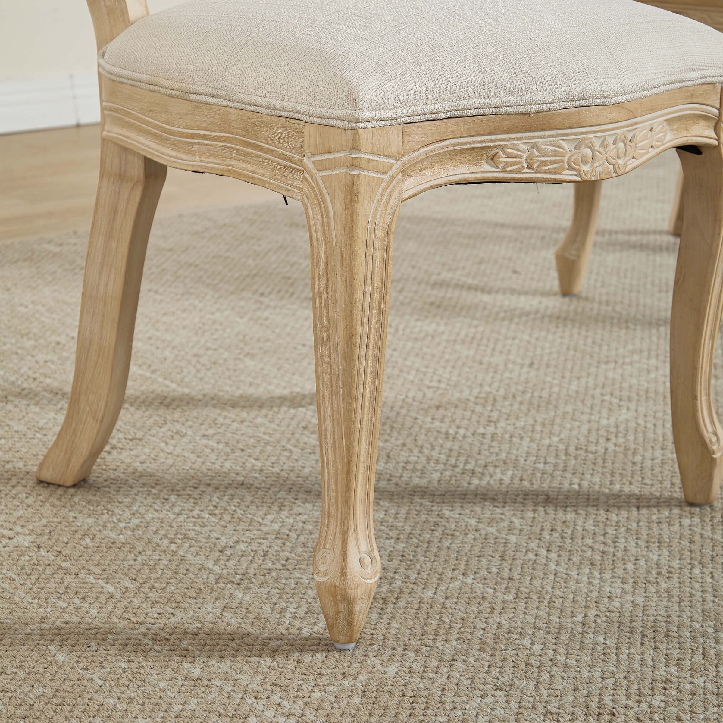 Janoray French Country Linen Fabric Dining Chairs Set of 2 - 3329DC