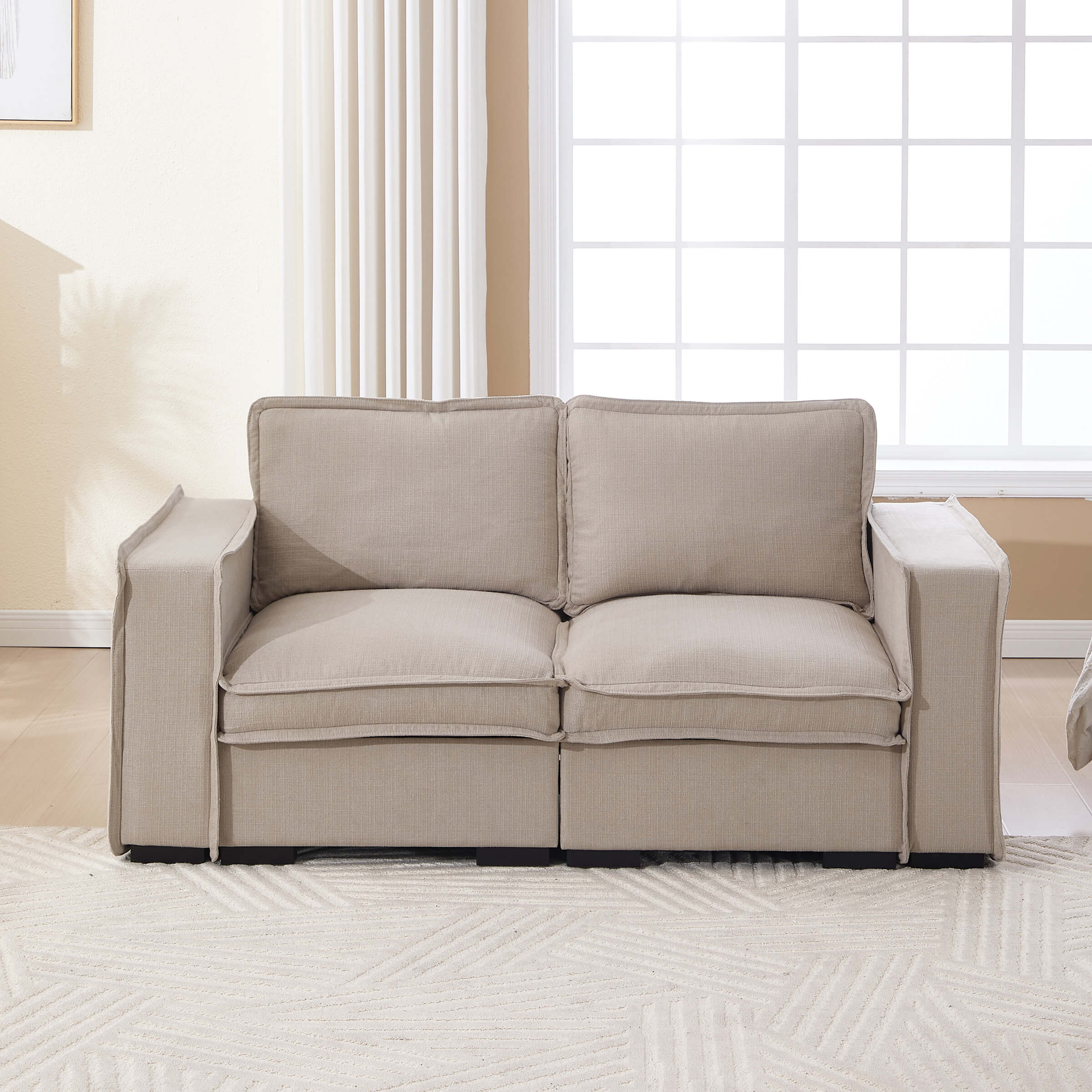 EALSON Linen Fabric Upholstered Cloud Couches Mid Century Sofa - 1089SF