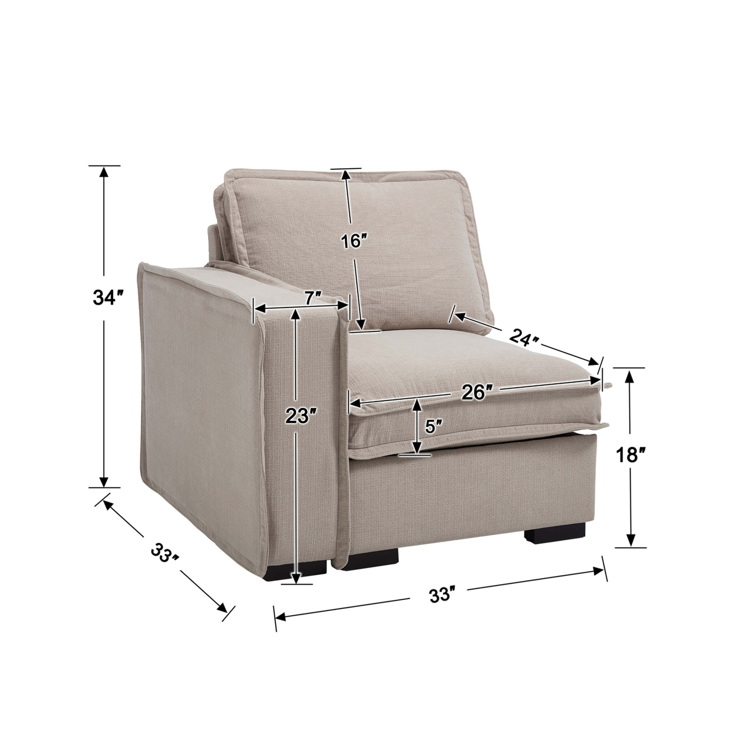 EALSON Linen Fabric Upholstered Cloud Couches Mid Century Sofa - 1089SF