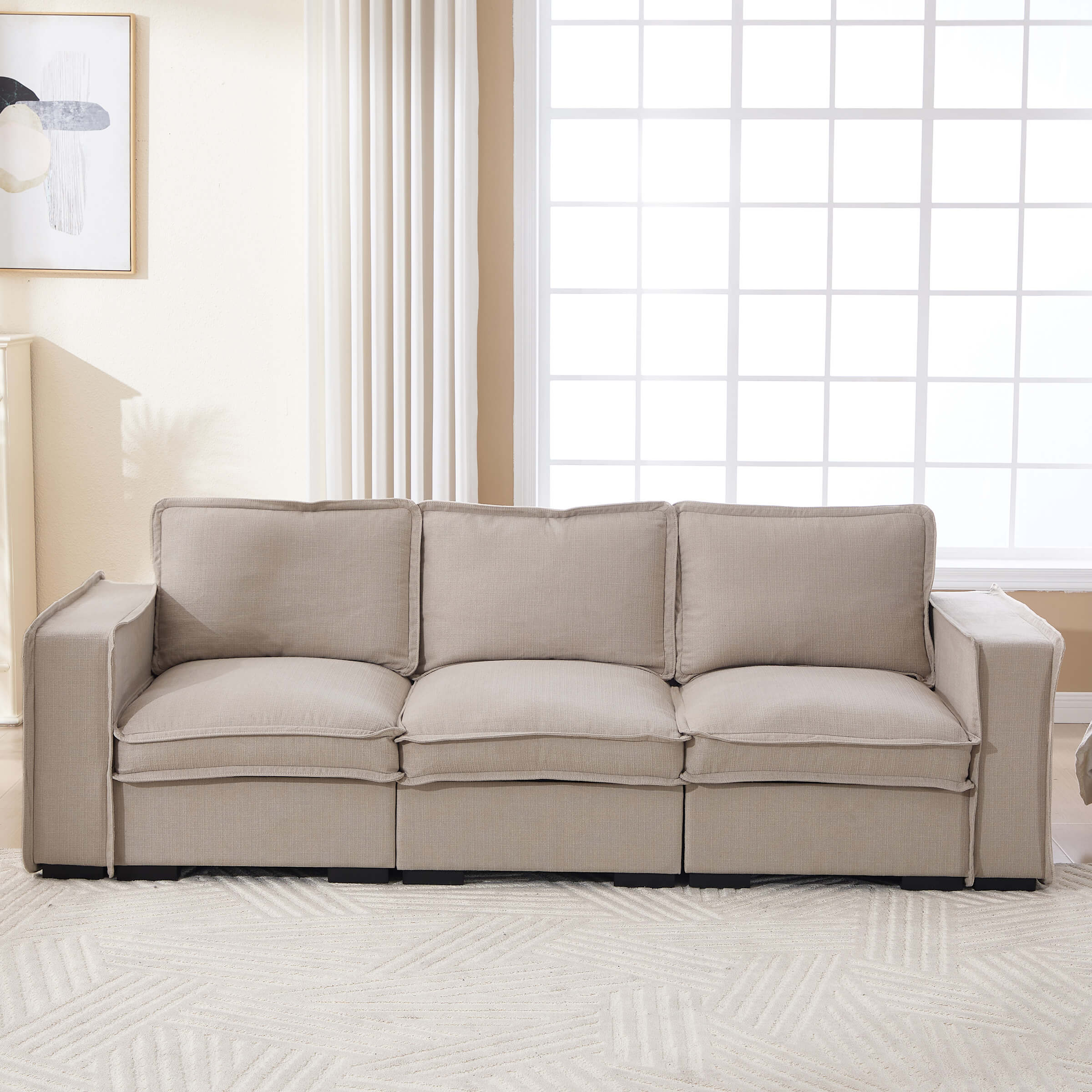 EALSON Linen Fabric Upholstered Cloud Couches Mid Century Sofa - 1089SF