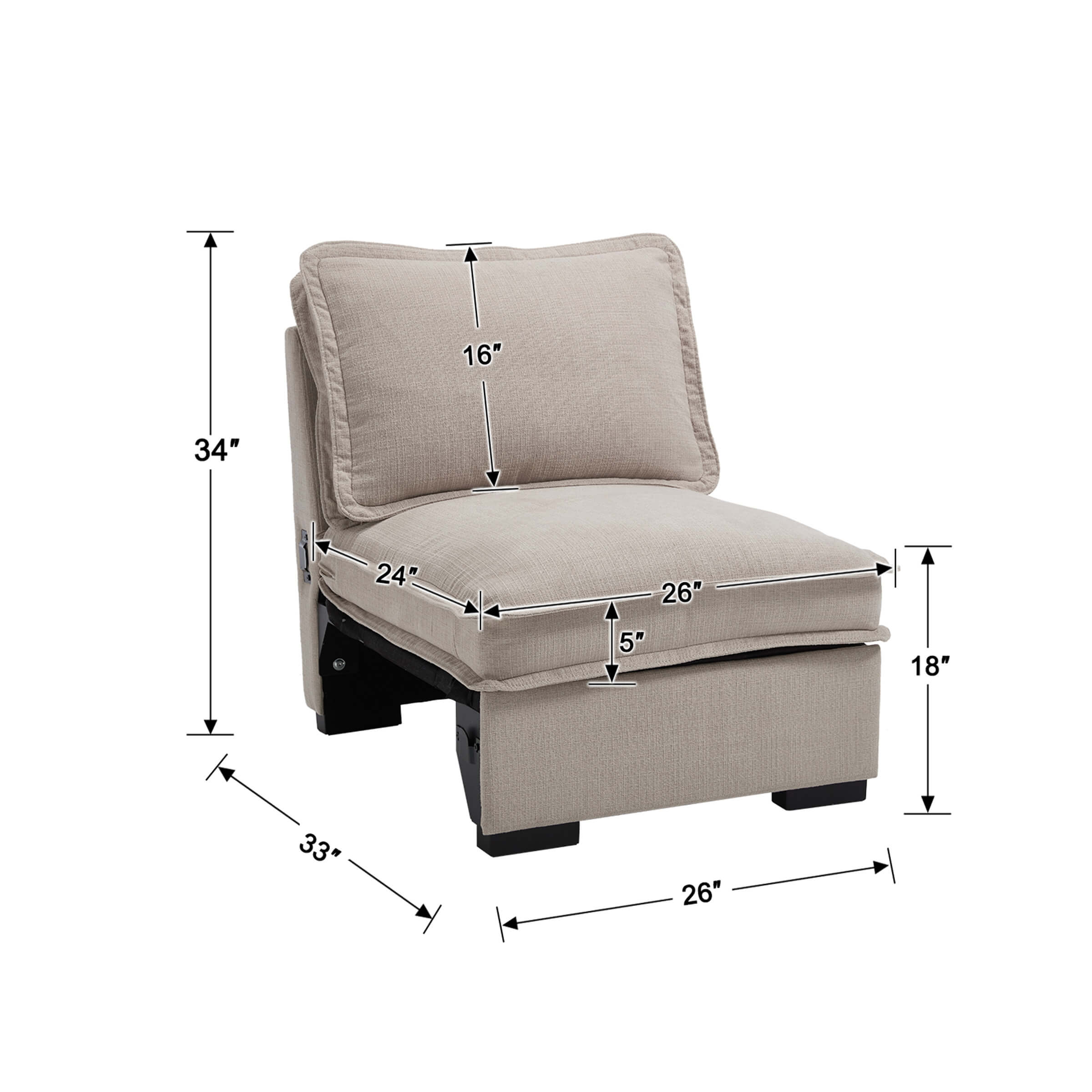 EALSON Linen Fabric Upholstered Cloud Couches Mid Century Sofa - 1089SF