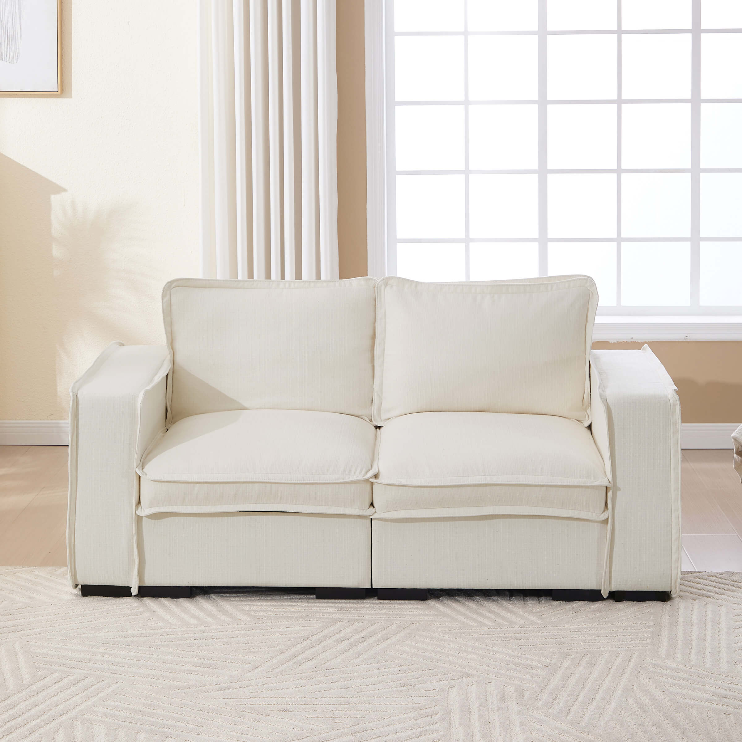 EALSON Linen Fabric Upholstered Cloud Couches Mid Century Sofa - 1089SF