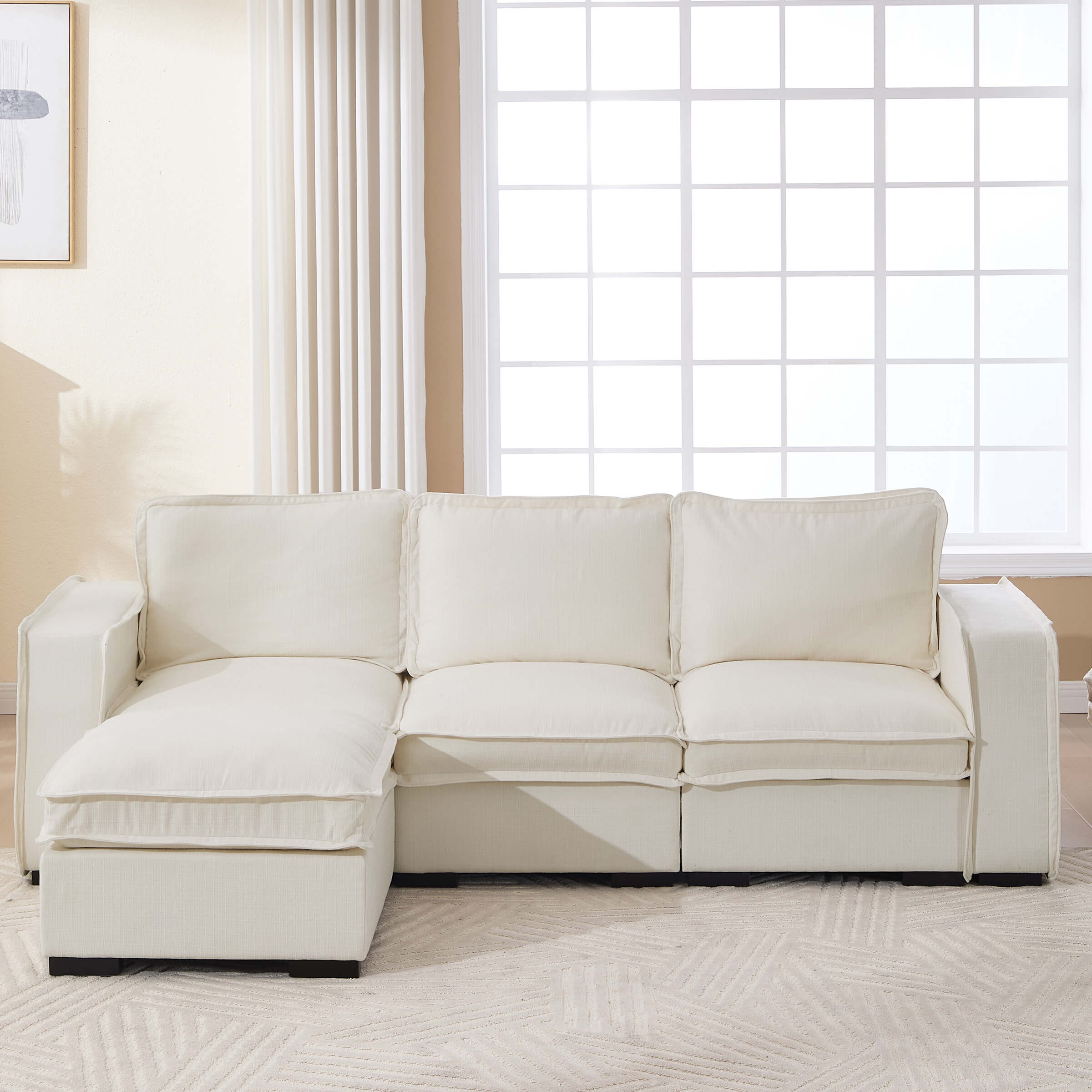 EALSON Linen Fabric Upholstered Cloud Couches Mid Century Sofa - 1089SF