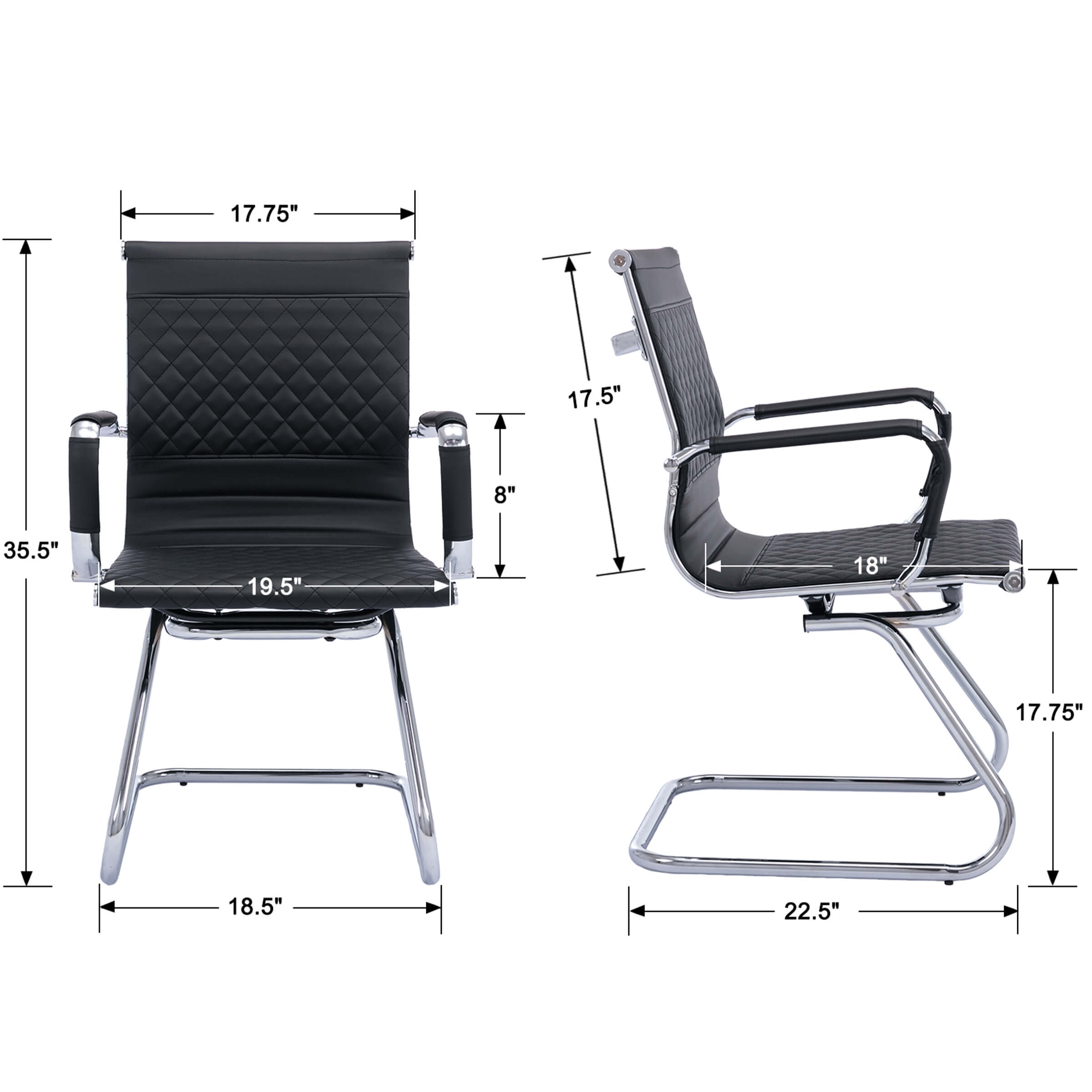 VESCASA Metal Base Office Guest Chairs Set of 2 - 302OC