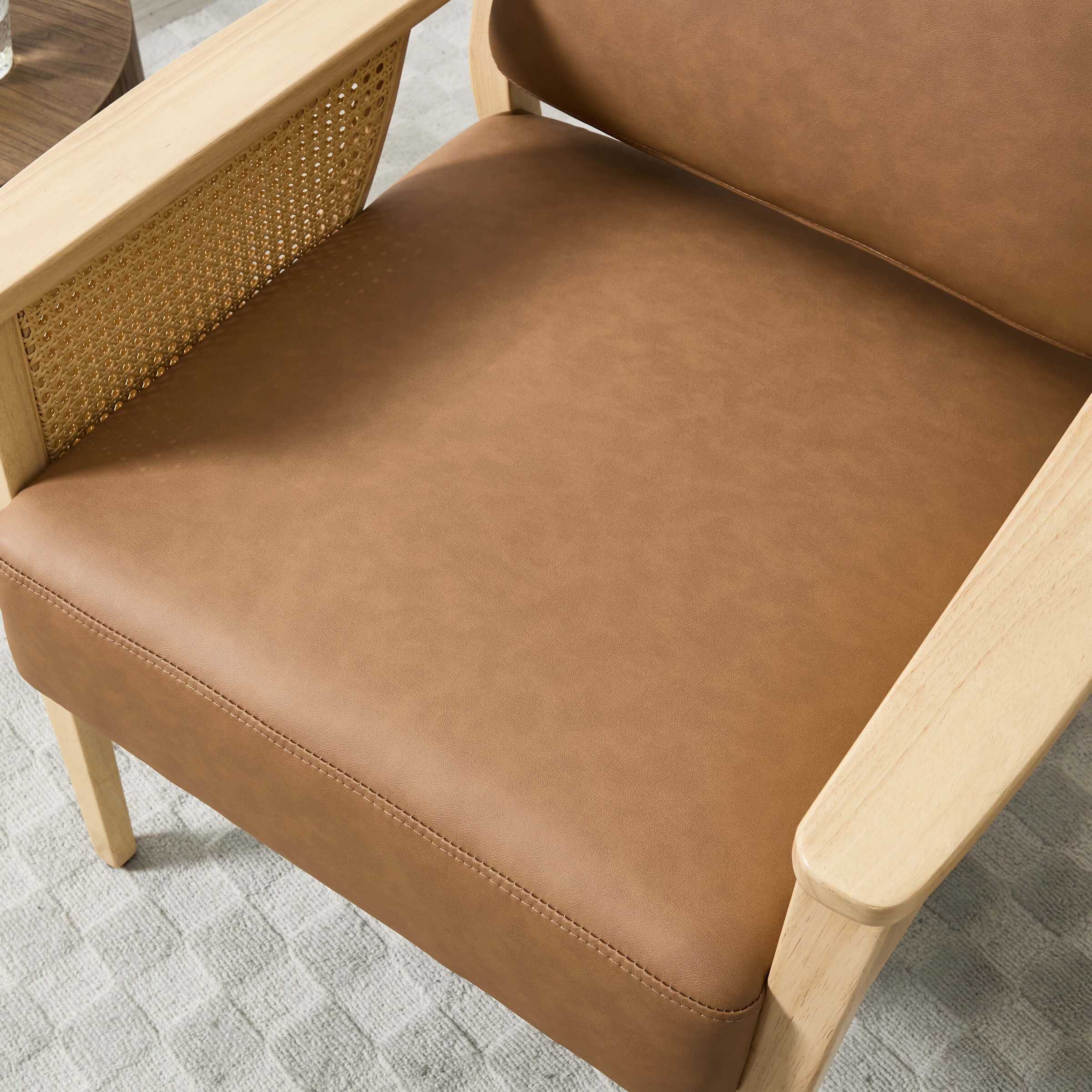 Mid Century Accent Chair with Rattan Armchair - 555AC