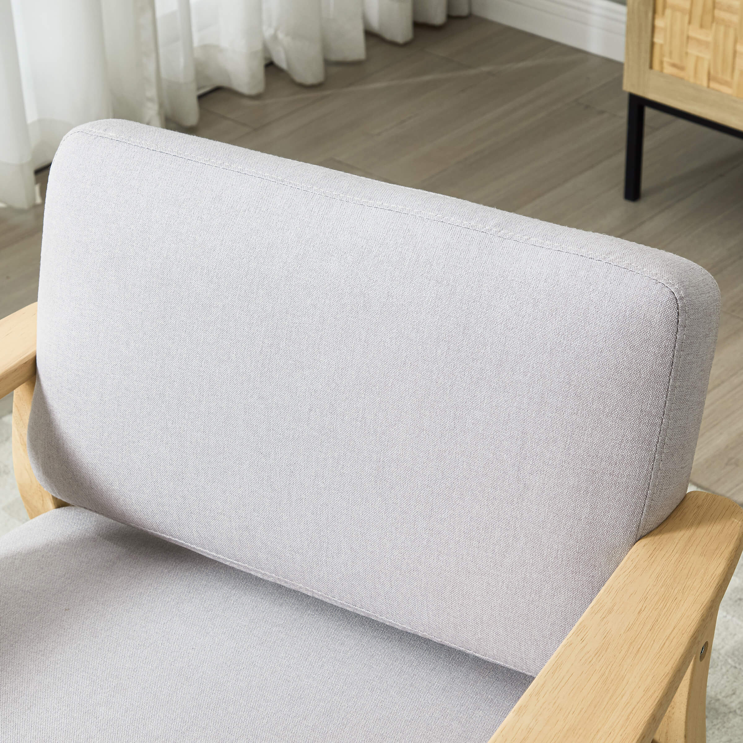 Mid Century Accent Chair with Rattan Armchair - 555AC