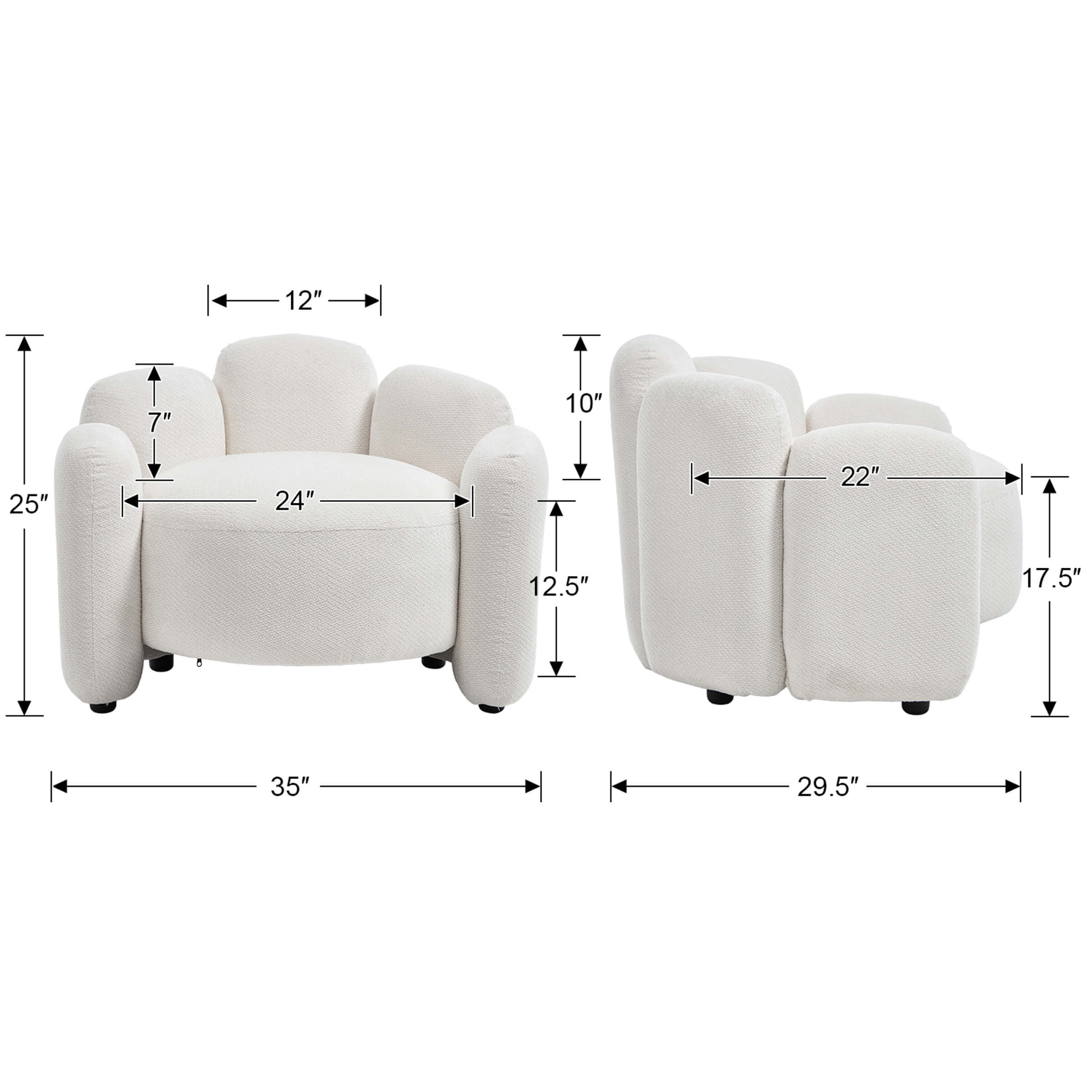 ZH4YOU Scandinavian Style Upholstered Barrel Chair - 6629AC