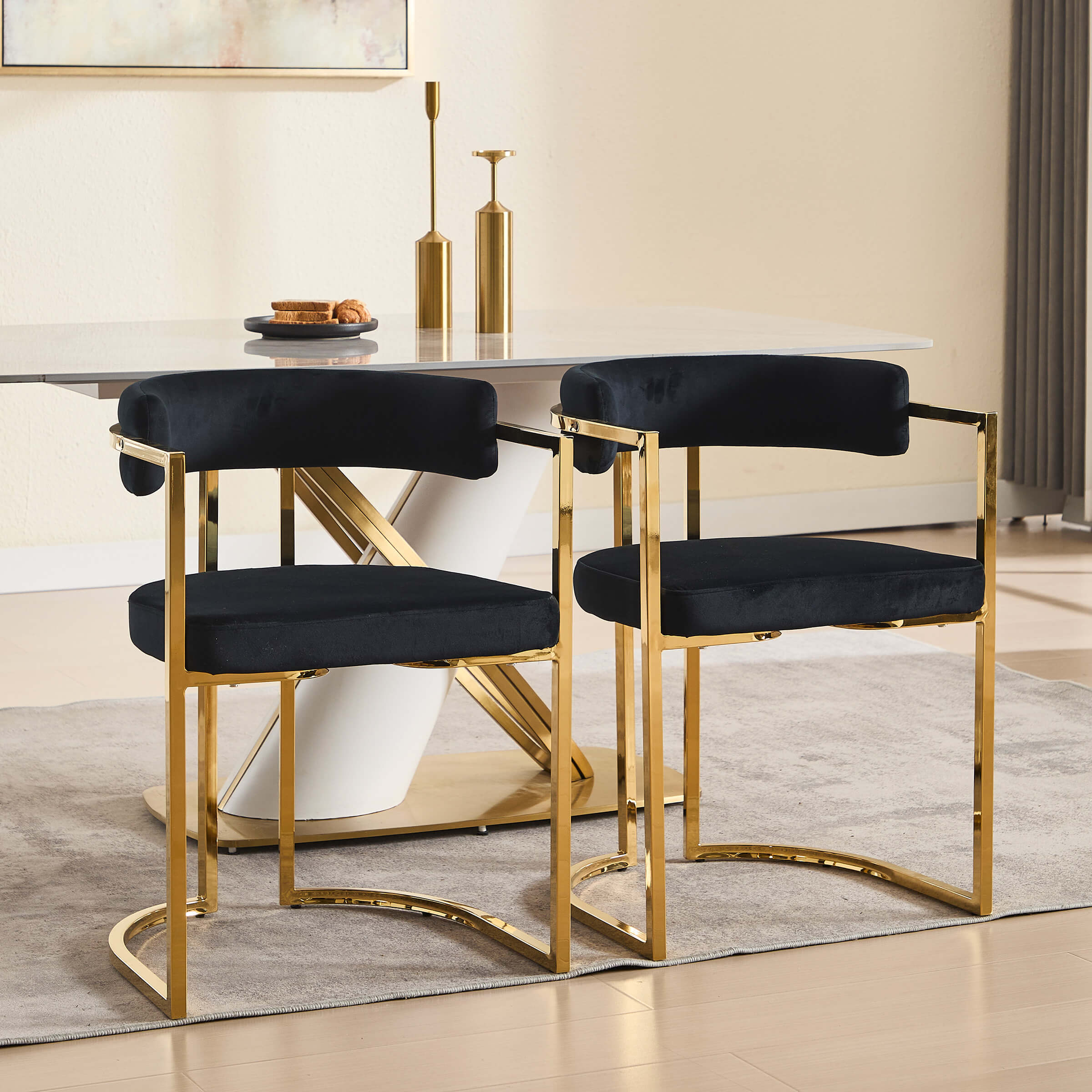 Upholstered Metal Frame Dining Chairs Set of 2 - 323DC