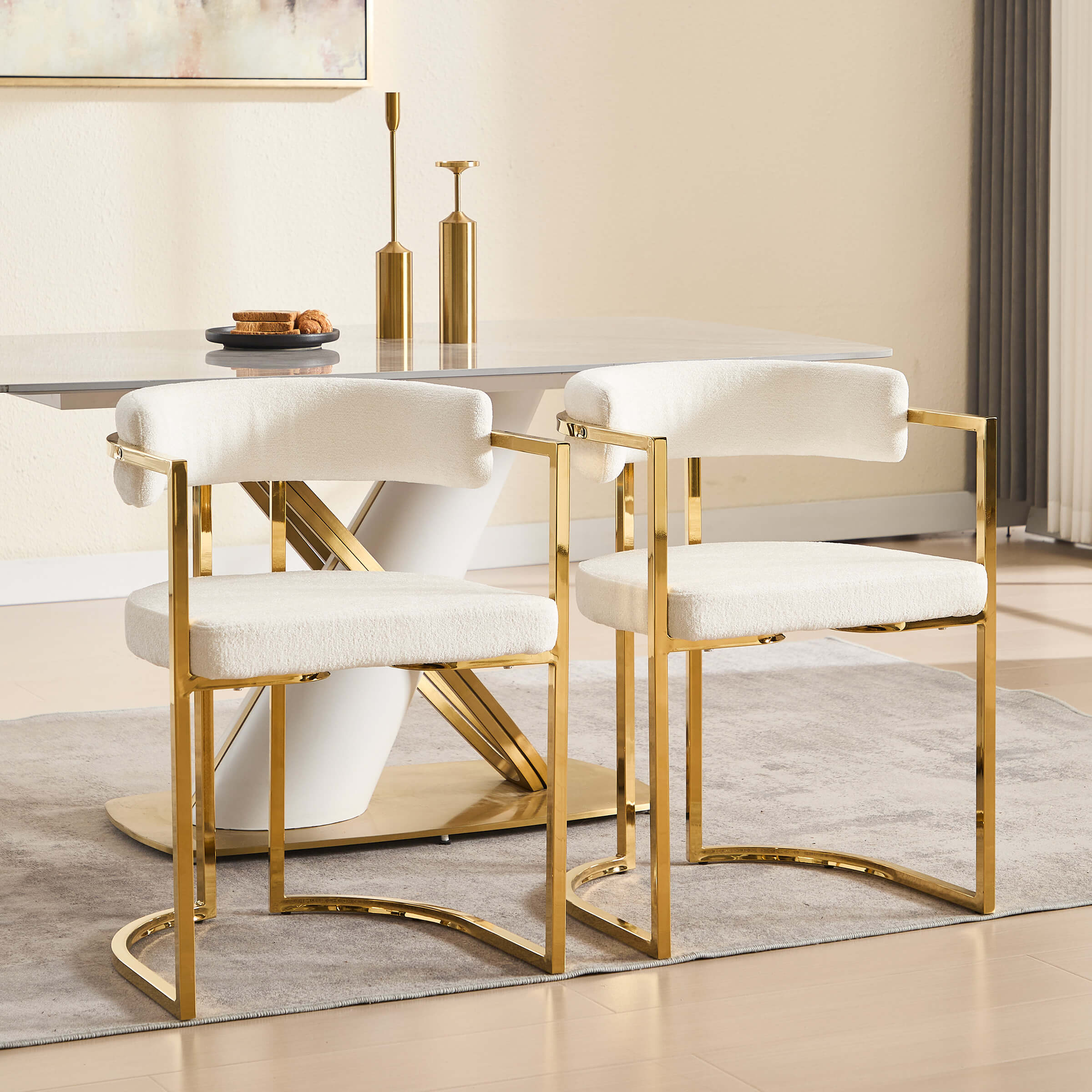 Upholstered Metal Frame Dining Chairs Set of 2 - 323DC