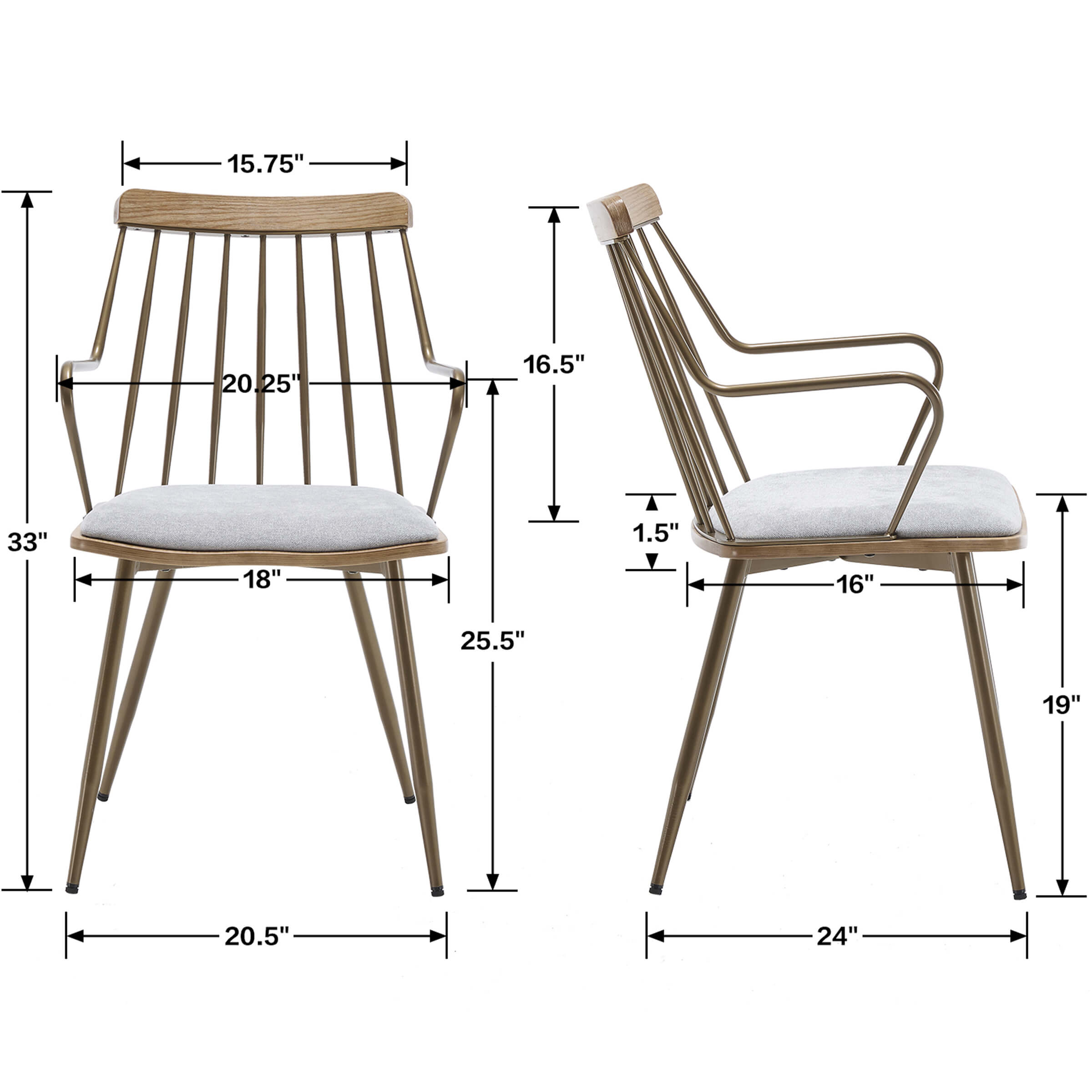 VESCASA Windsor Spindle Back Dining Chairs Set of 2 - 6128DC