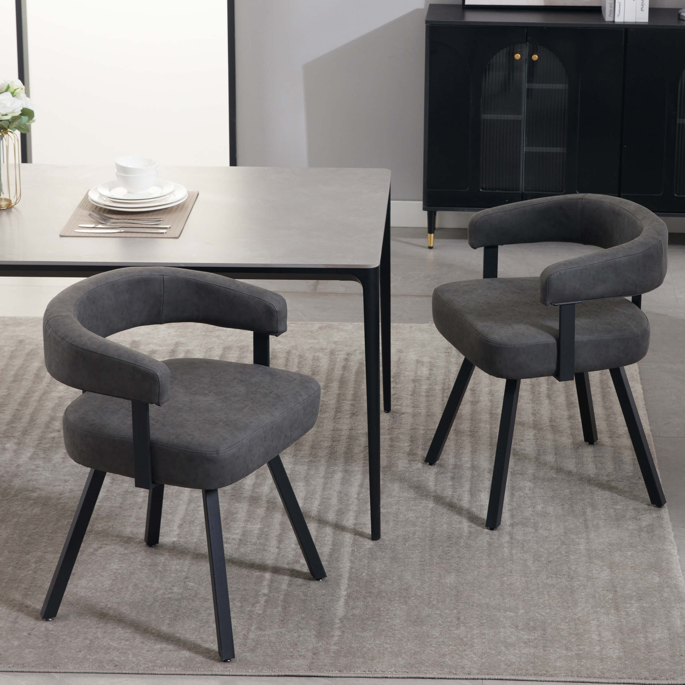 ROCITY Modern Barrel Dining Chairs Set of 2 - 20081DC
